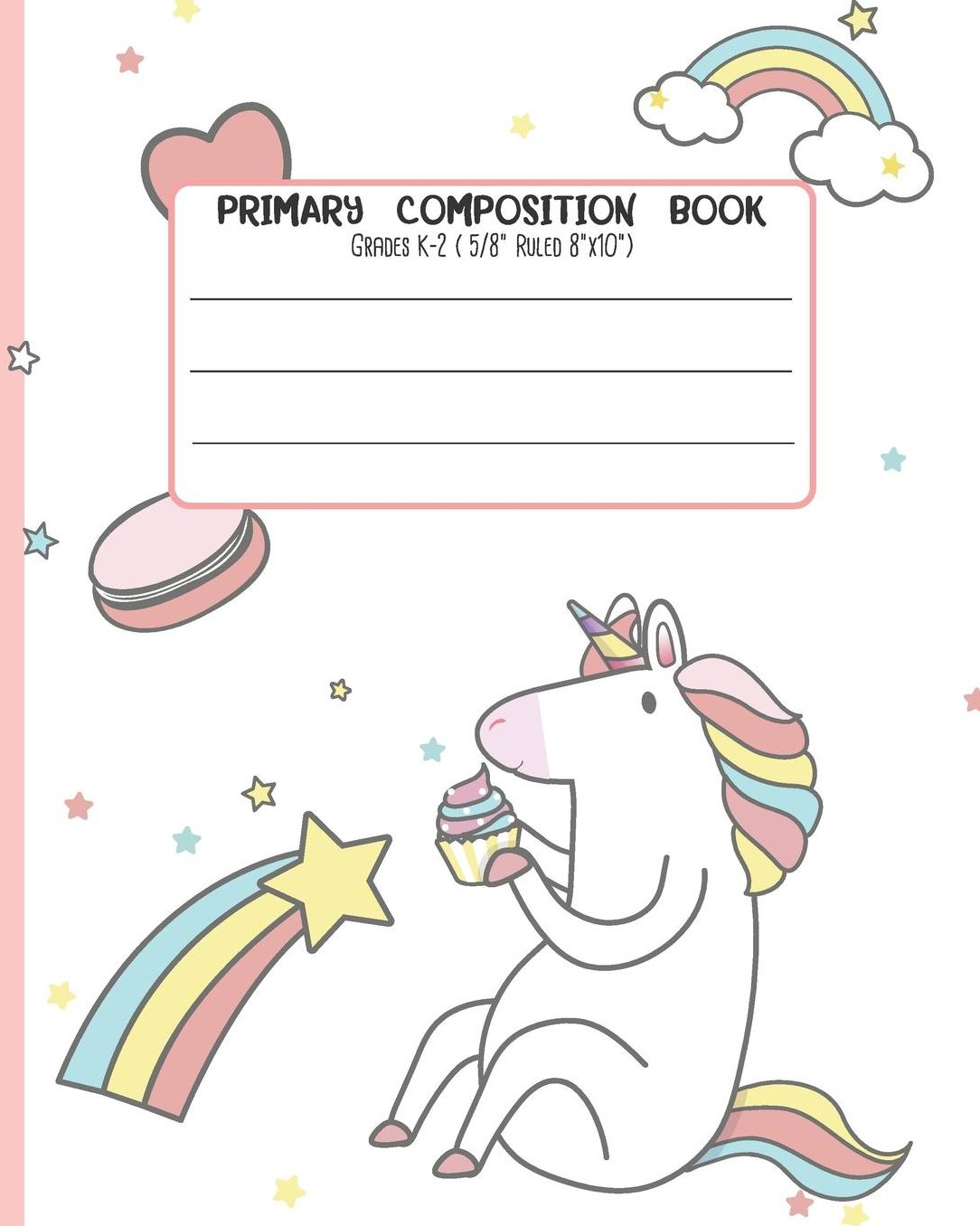 Primary Composition Book: Grades K-2 ( 5/8 Ruled 8x20 ) With Story Space and Dotted Mid Line