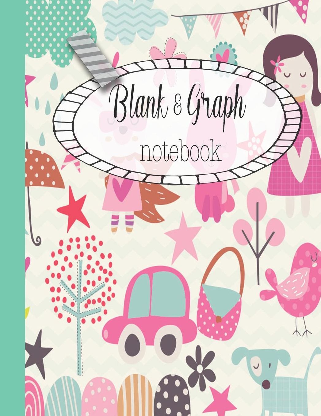 Blank & Graph notebook: The large quad and plain dual design composition notebook for mathematical notation, drawing sketches and notes, story paper or practicing handwriting - Pretty girl graphic print cover art design