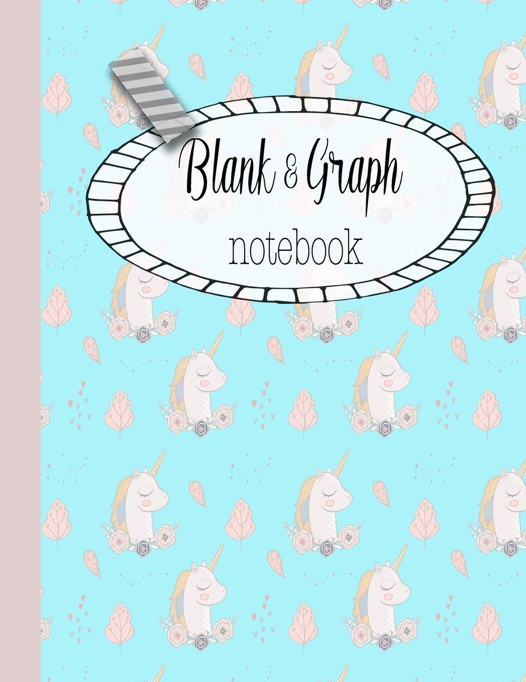 Blank & Graph notebook: The large quad and plain dual design composition notebook for mathematical notation, drawing sketches and notes, story paper or practicing handwriting - Gorgeous Unicorn print on blue background cover art design