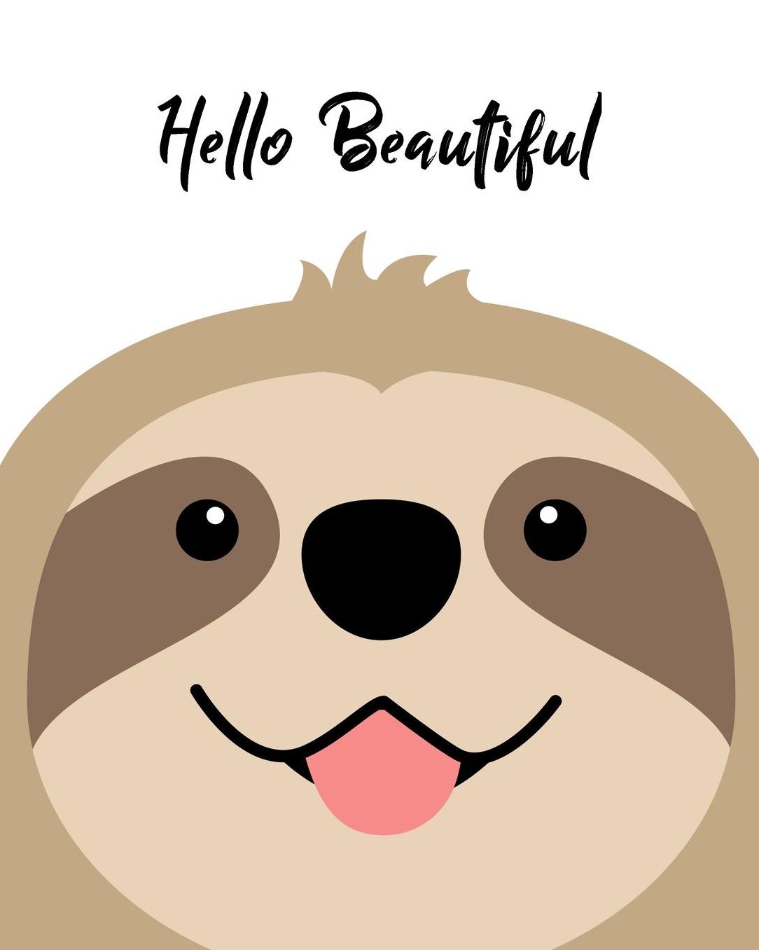 2020 One Year Planner: Hello Beautiful! Simple Sloth 12-Month Organizer with Daily/Weekly/Monthly Views, Inspirational Quotes, Habit Tracker, Vision Board, Dot Bullet Grid and Lined Notes Pages