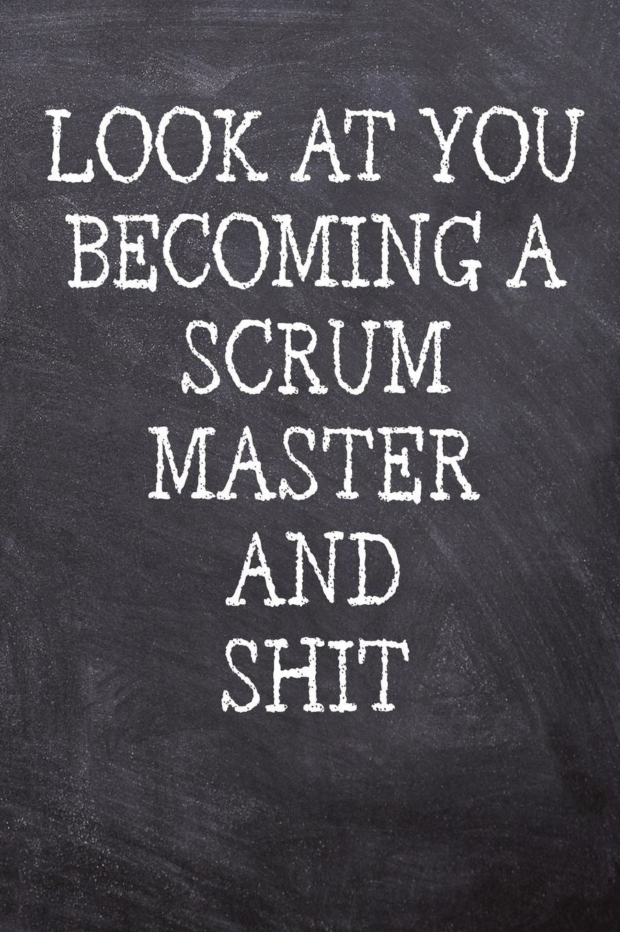 Look At You Becoming A Scrum Master And Shit: College Ruled Notebook 120 Lined Pages 6 x 9 Inches Perfect Funny Gag Gift Joke Journal, Diary, Subject Composition Book With A Soft And Sturdy Matte Chalk And Black Board Themed Cover And A Cool Phrase