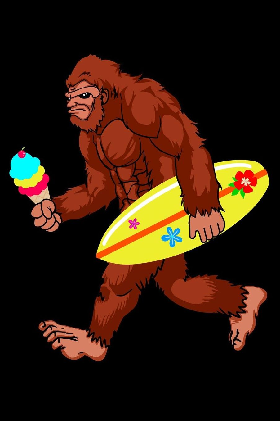 Funny bigfoot with ice cream and surfboard journal: Composition Journal Notebook Wide Ruled with 100 lined pages for you as budget planner or password organizer or your kids as a back to school or kindergarten gift