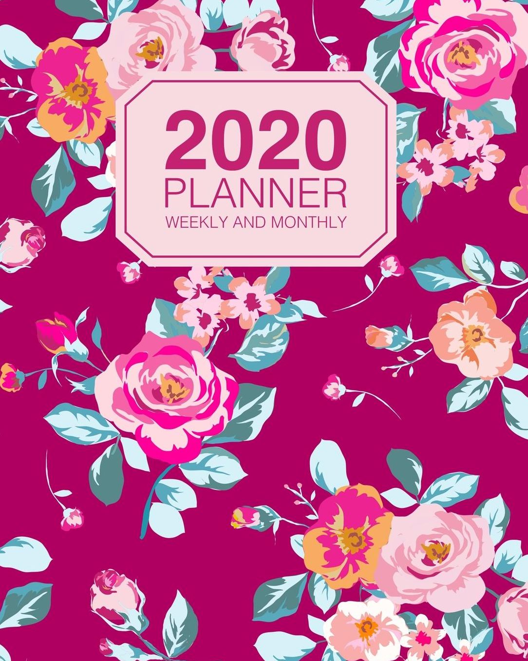 2020 Planner Weekly And Monthly: Cute Vintage Roses On Burgundy Jan 2020 to Dec 2020 Planner Organizer