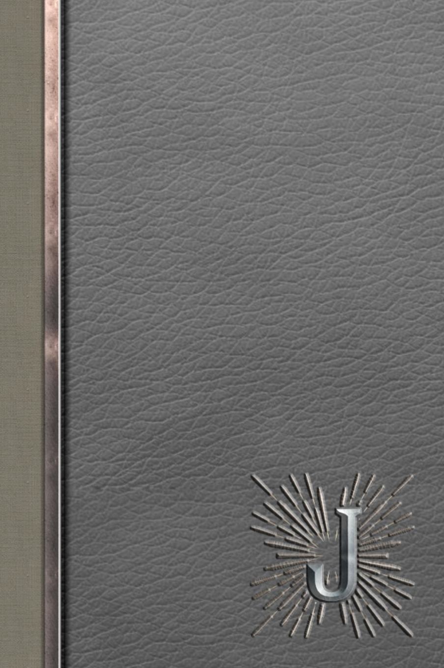 J: Meetings Notebook for Social Worker with Custom Interior: Personalized Monogram Initial Beveled Silver & Leather Effect 6 x 9 inch - 121 Pages
