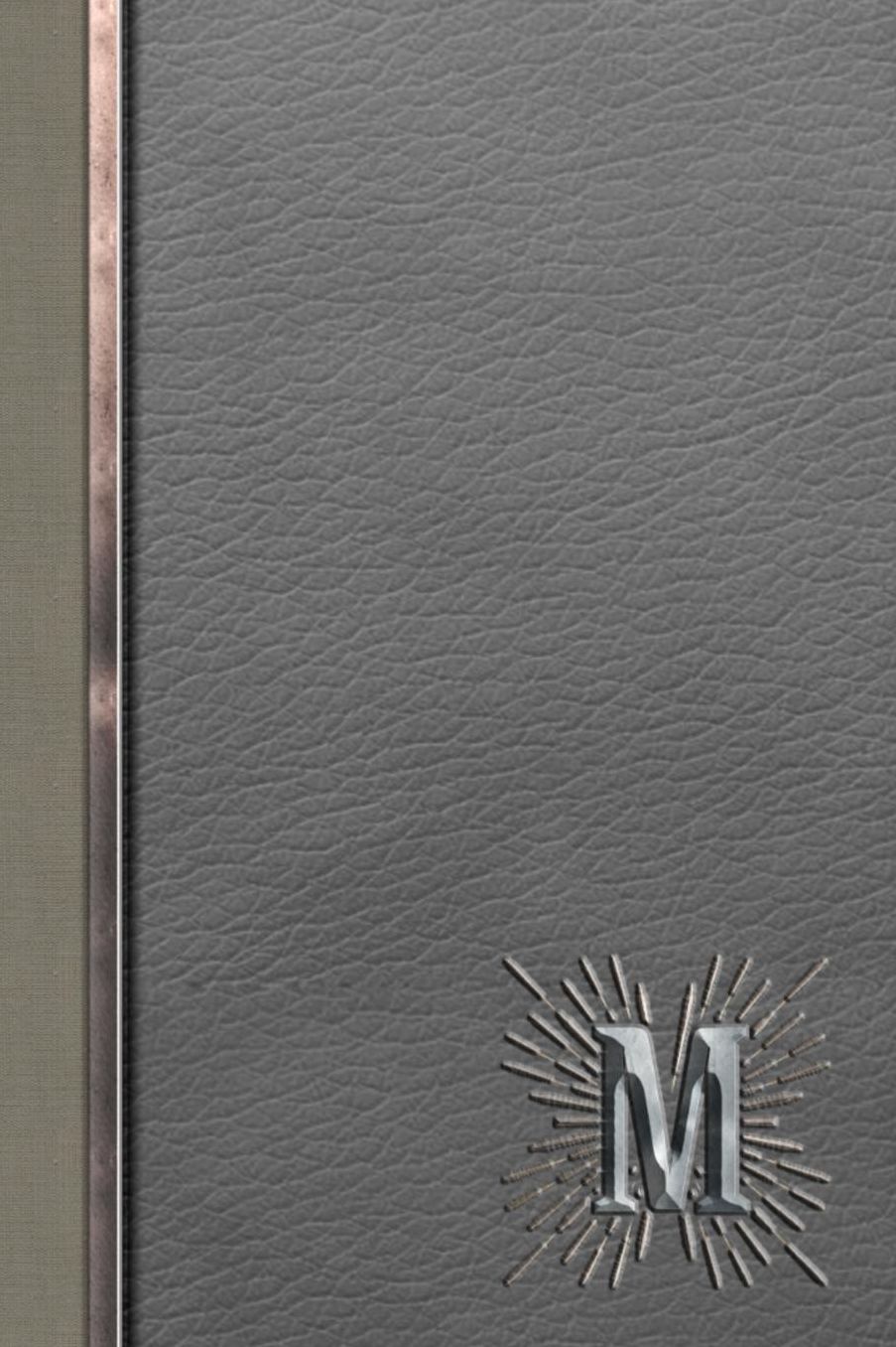 M: Meetings Notebook for Social Worker with Custom Interior: Personalized Monogram Initial Beveled Silver & Leather Effect 6 x 9 inch - 121 Pages