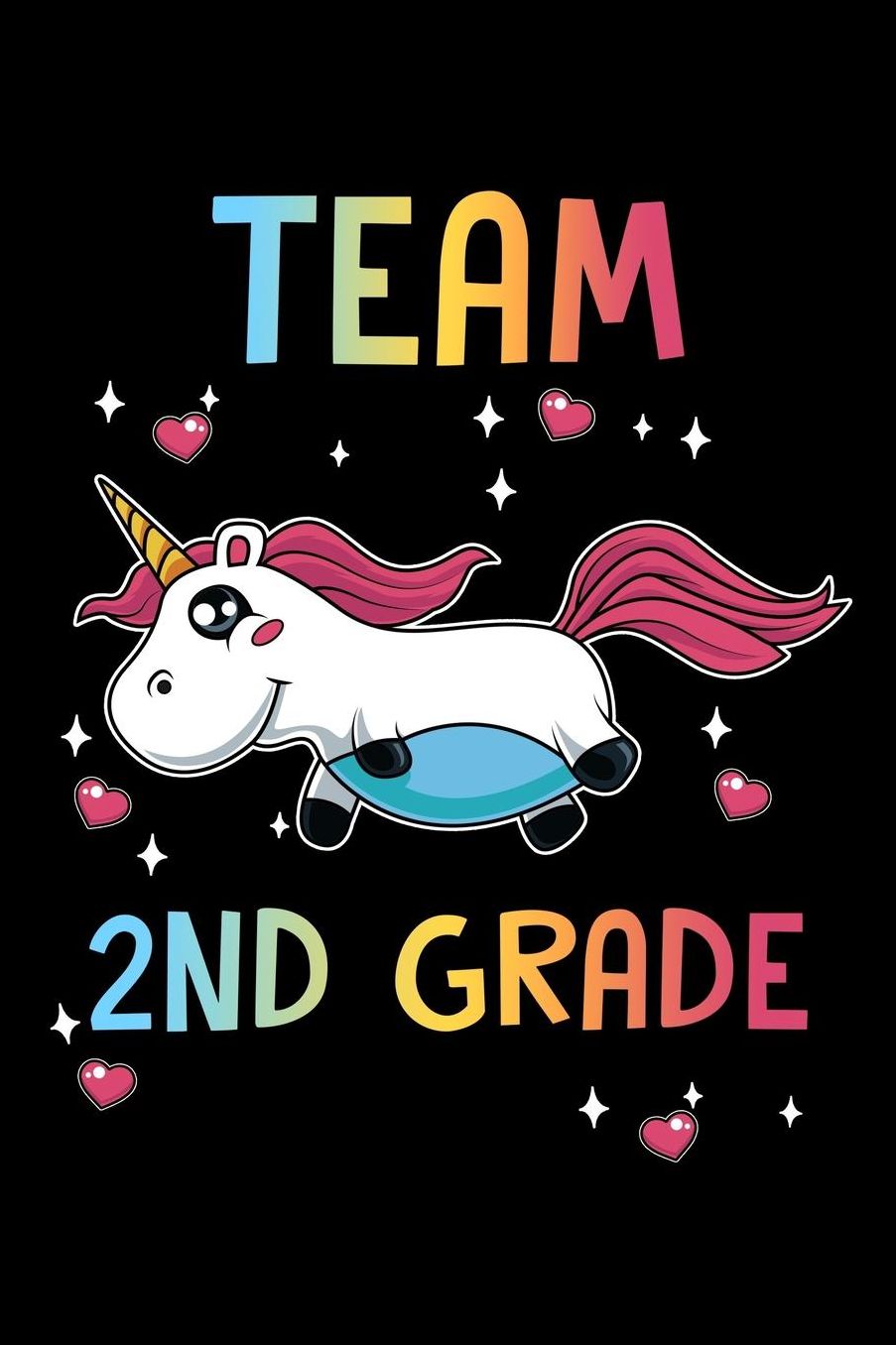 Team 2nd Grade: Cute Unicorn Lover 2nd Grade Second Grader Squad Gift Journal - Back To School First Day Of School Kid Children - 120 Lined Pages - Composition Notebook Notes Graduation Memory Book to Write in for Students, Class School Teachers