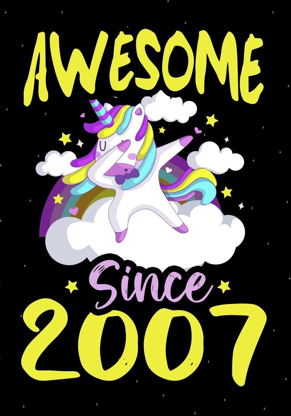 Awesome Since 2007: Happy 13 th Birthday 13 Years Old, Blank Lined Journal, Notebook, perfect gift for boys and girls for birthday or christmas or any occasion, dabbing unicorn