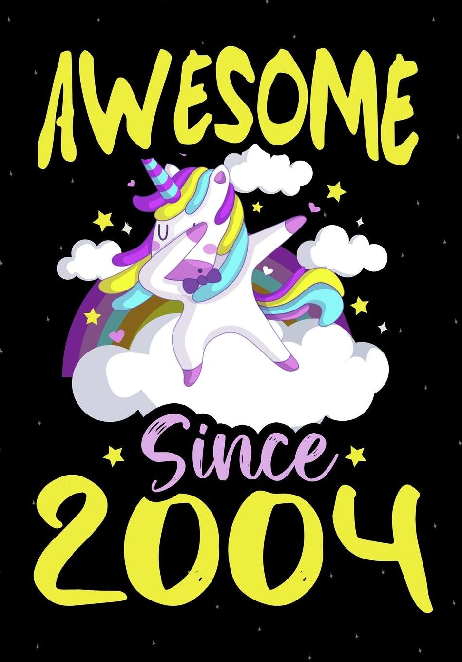 Awesome Since 2004: Happy 15 th Birthday 15 Years Old, Blank Lined Journal, Notebook, perfect gift for boys and girls for birthday or christmas or any occasion, dabbing unicorn