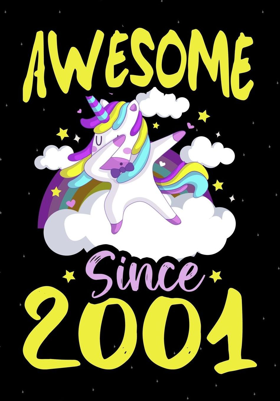Awesome Since 2001: Happy 18 th Birthday 18 Years Old, Blank Lined Journal, Notebook, perfect gift for boys and girls for birthday or christmas or any occasion, dabbing unicorn