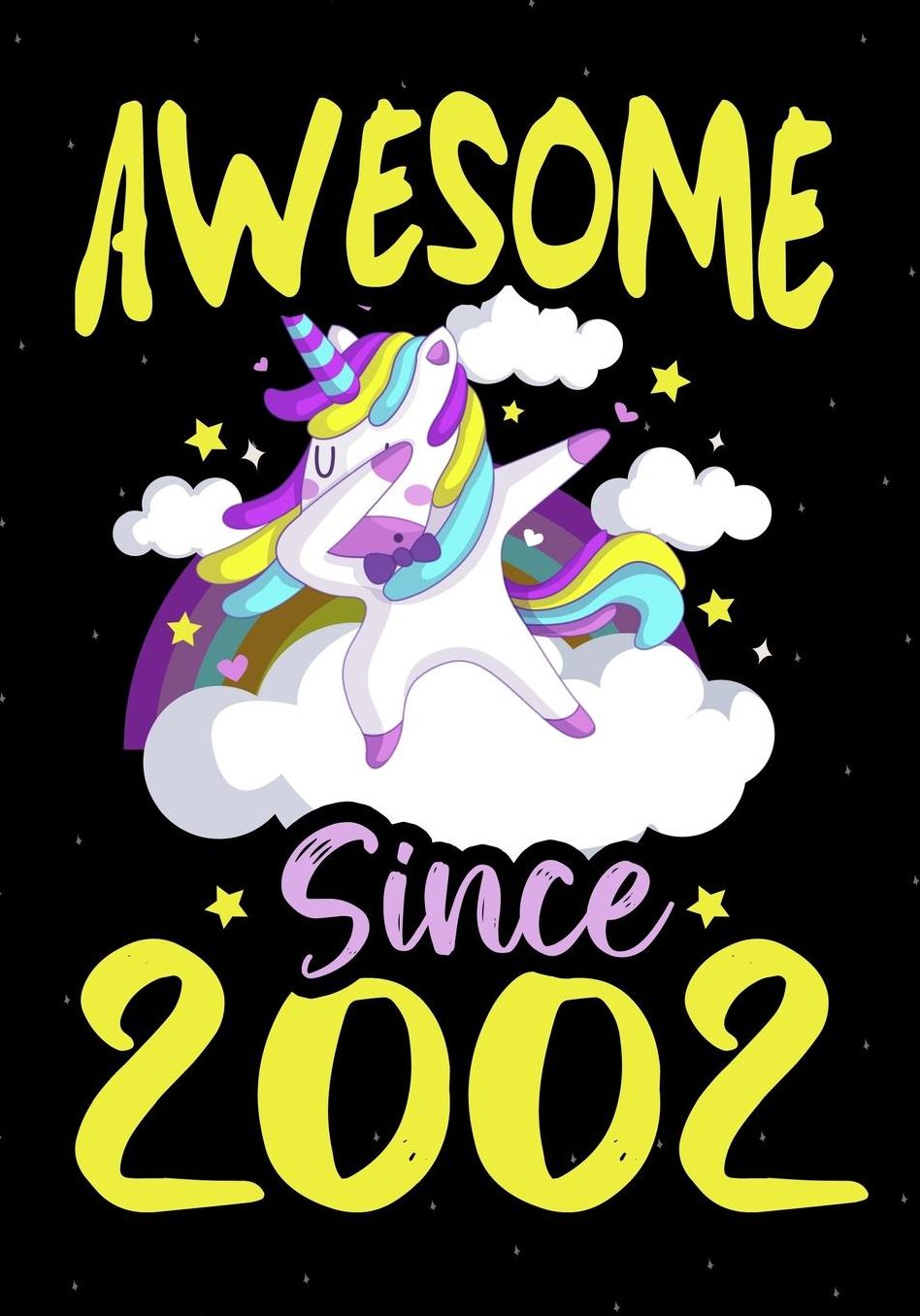 Awesome Since 2002: Happy 17 th Birthday 17 Years Old, Blank Lined Journal, Notebook, perfect gift for boys and girls for birthday or christmas or any occasion, dabbing unicorn