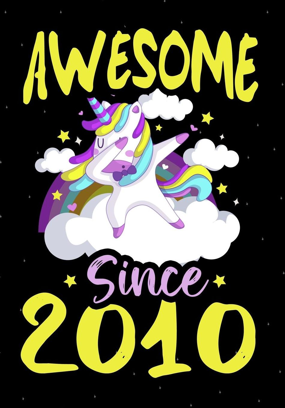 Awesome Since 2010: Happy 9 th Birthday 9 Years Old, Blank Lined Journal, Notebook, perfect gift for boys and girls for birthday or christmas or any occasion, dabbing unicorn