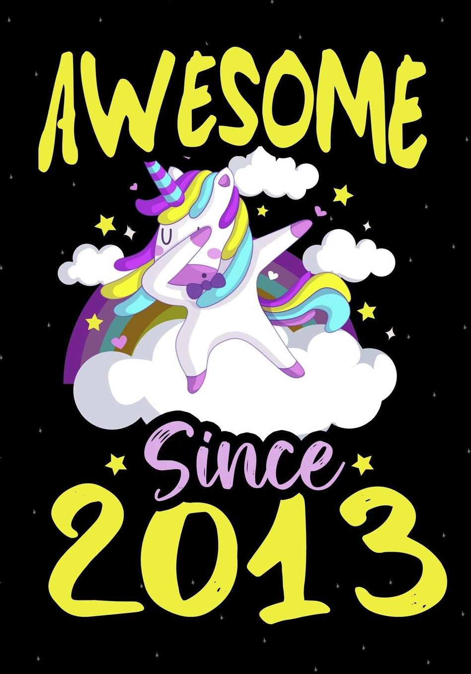Awesome Since 2013: Happy 6 th Birthday 6 Years Old, Blank Lined Journal, Notebook, perfect gift for boys and girls for birthday or christmas or any occasion, dabbing unicorn