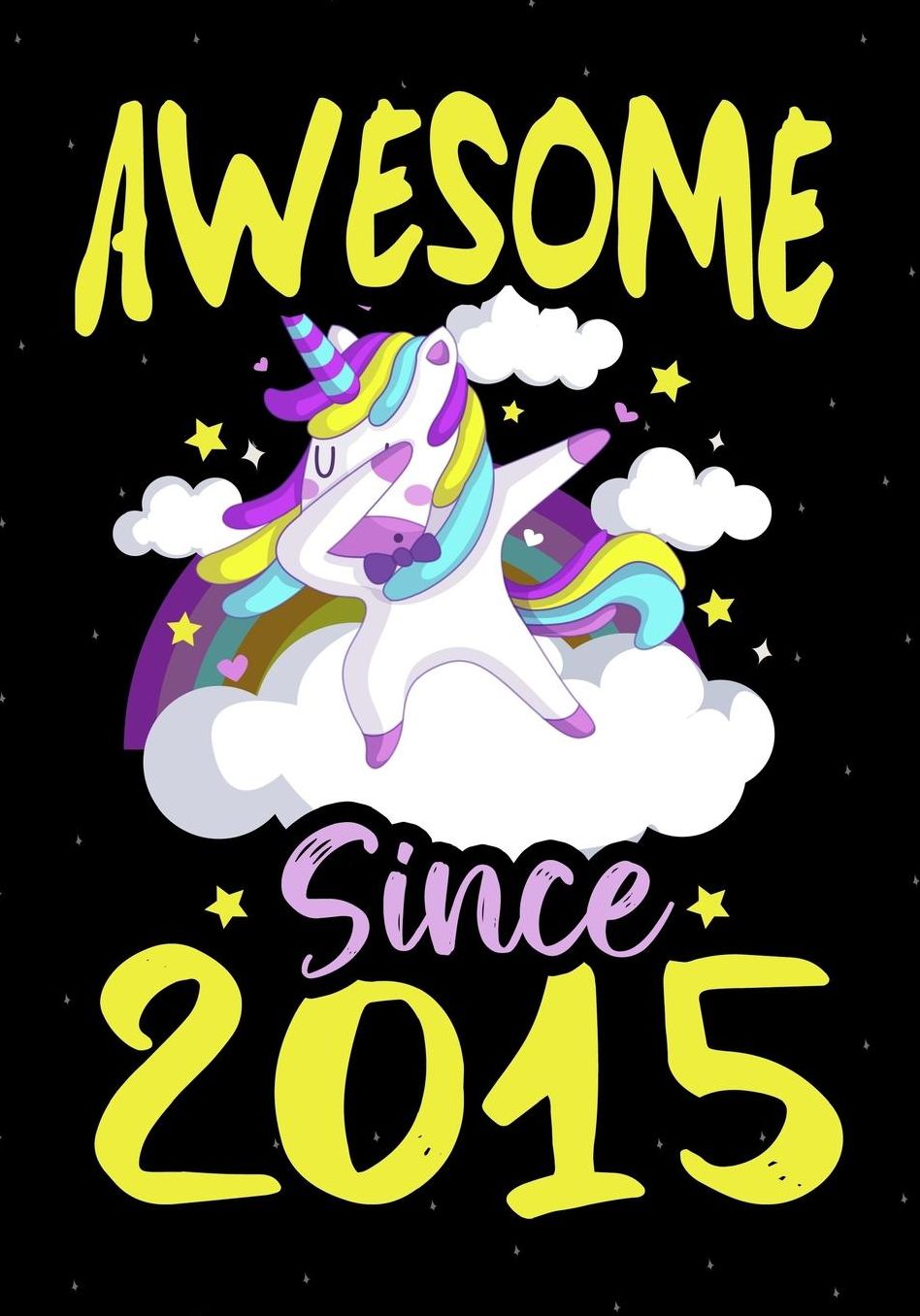 Awesome Since 2015: Happy 4 th Birthday 4 Years Old, Blank Lined Journal, Notebook, perfect gift for boys and girls for birthday or christmas or any occasion, dabbing unicorn