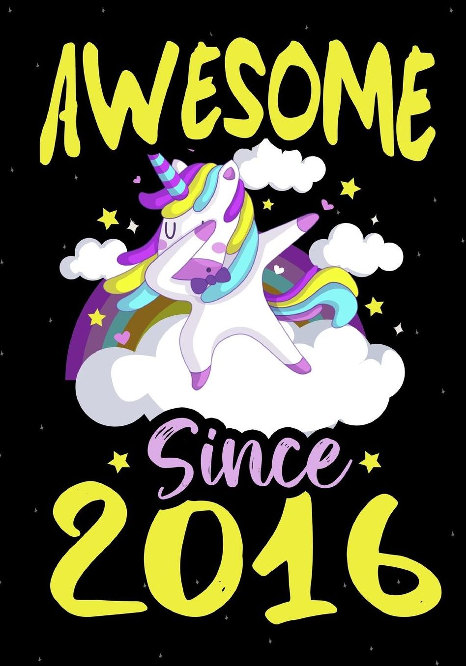 Awesome Since 2016: Happy 3 th Birthday 3 Years Old, Blank Lined Journal, Notebook, perfect gift for boys and girls for birthday or christmas or any occasion, dabbing unicorn