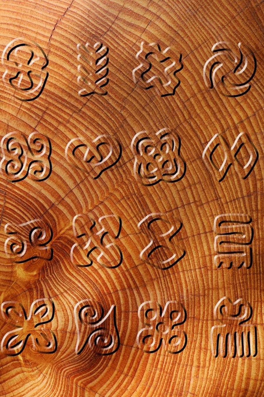 Adinkra Symbols Carved Wood: 110 Page Blank Notebook - Ruled Paper Journal - 6 x 9 (15.24 x 22.86 cm)