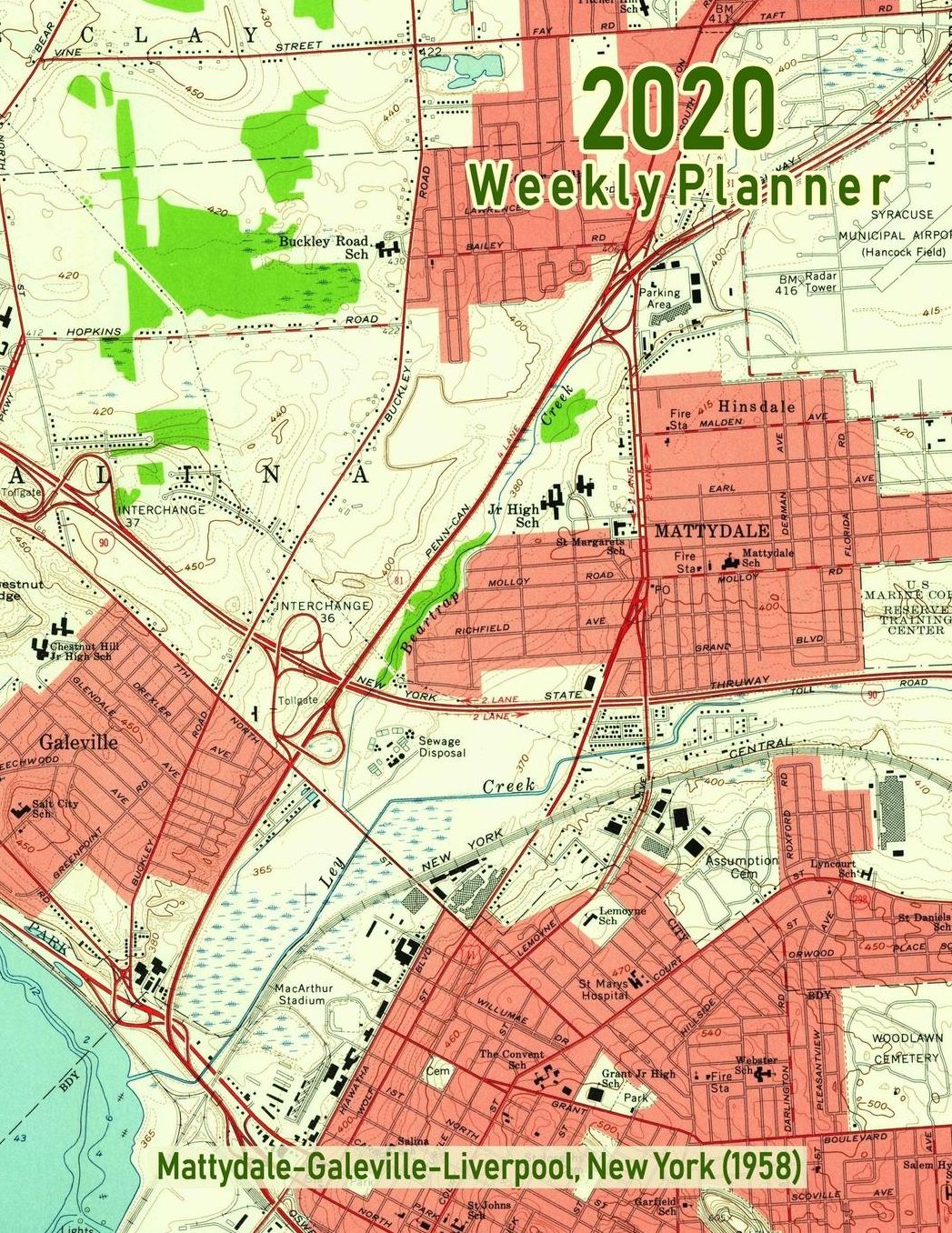 2020 Weekly Planner: Mattydale-Galeville-Liverpool, New York (1958): Vintage Topo Map Cover