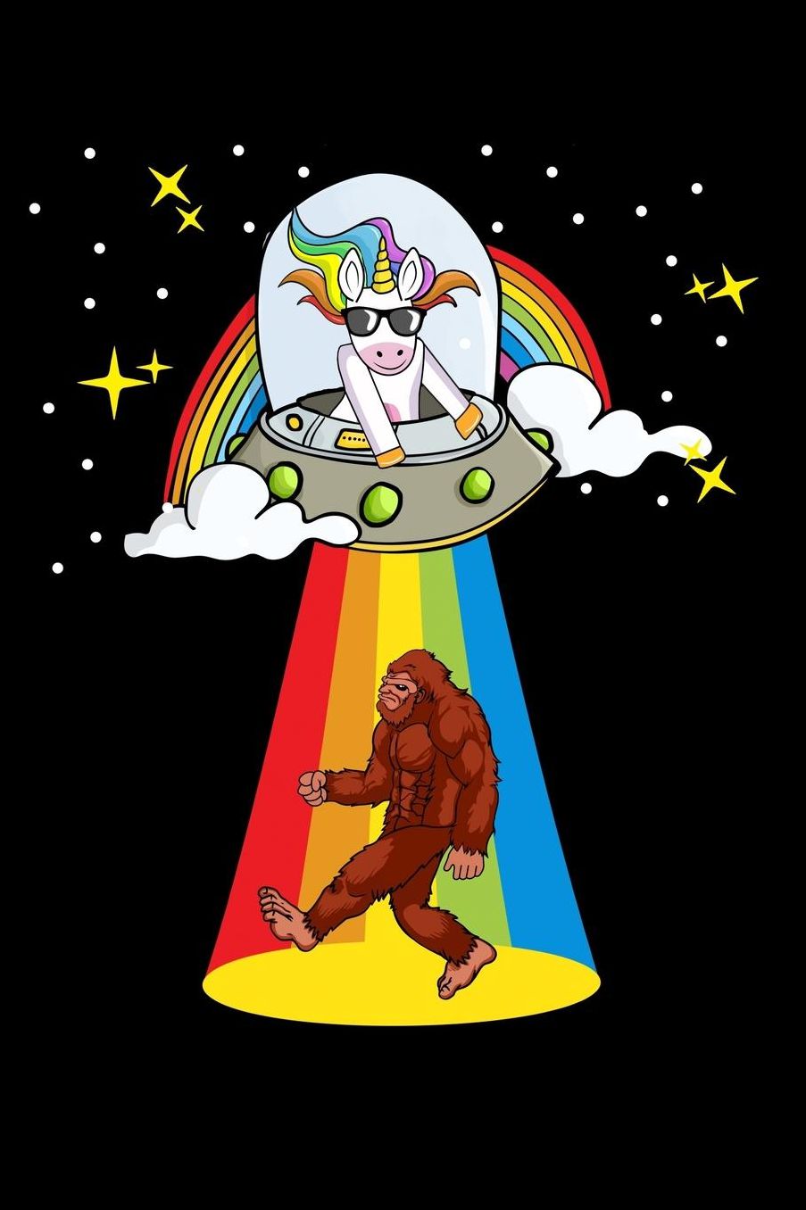 Funny magical ufo unicorn with bigfoot journal: Composition Journal Notebook Wide Ruled with 100 lined pages for you as budget planner or password organizer or your kids as a back to school or kindergarten gift