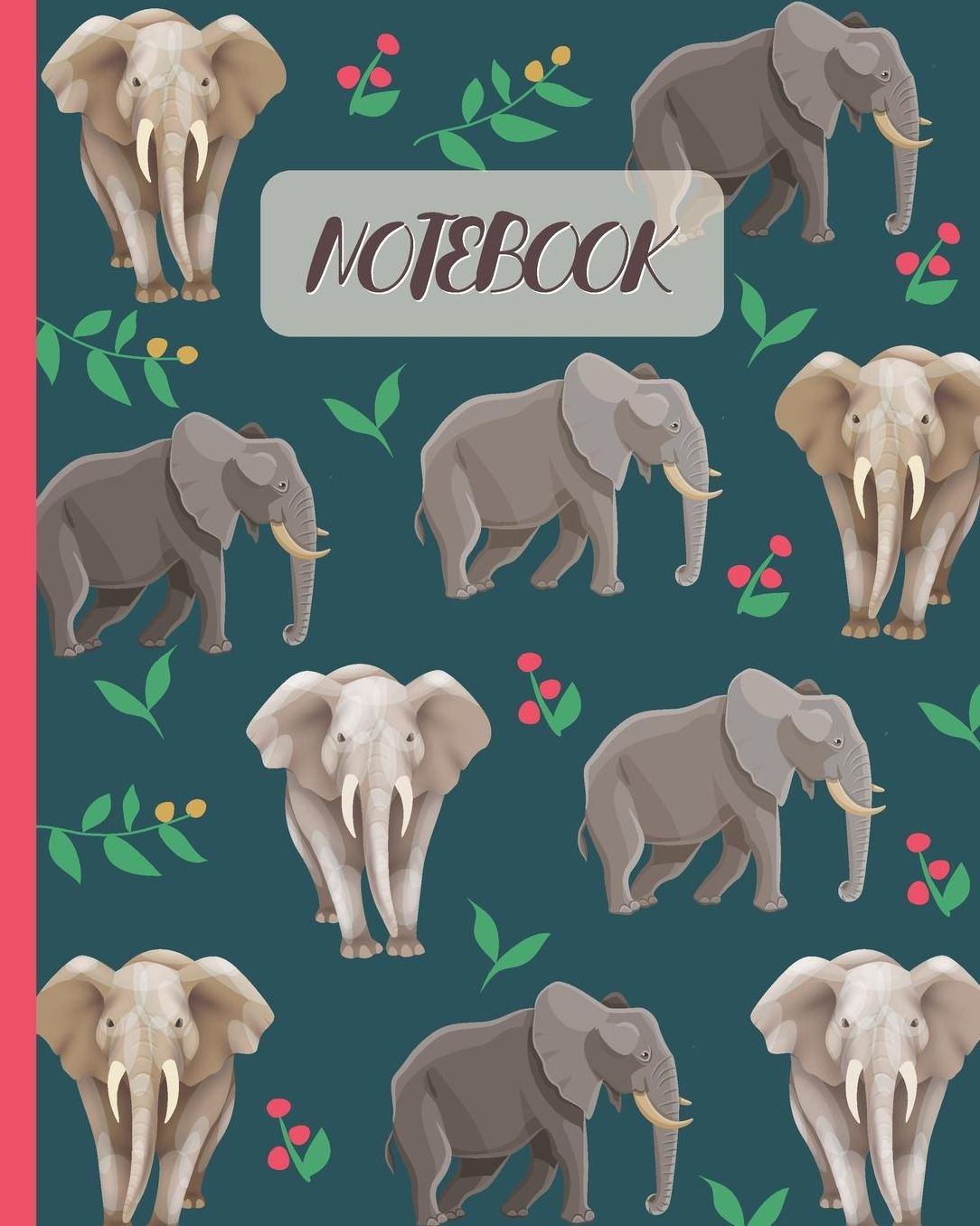 Notebook: Elephants Cartoon Cover - Lined Notebook, Diary, Track, Log & Journal - Cute Gift for Kids, Teens, Men, Women (8x10 120 Pages)