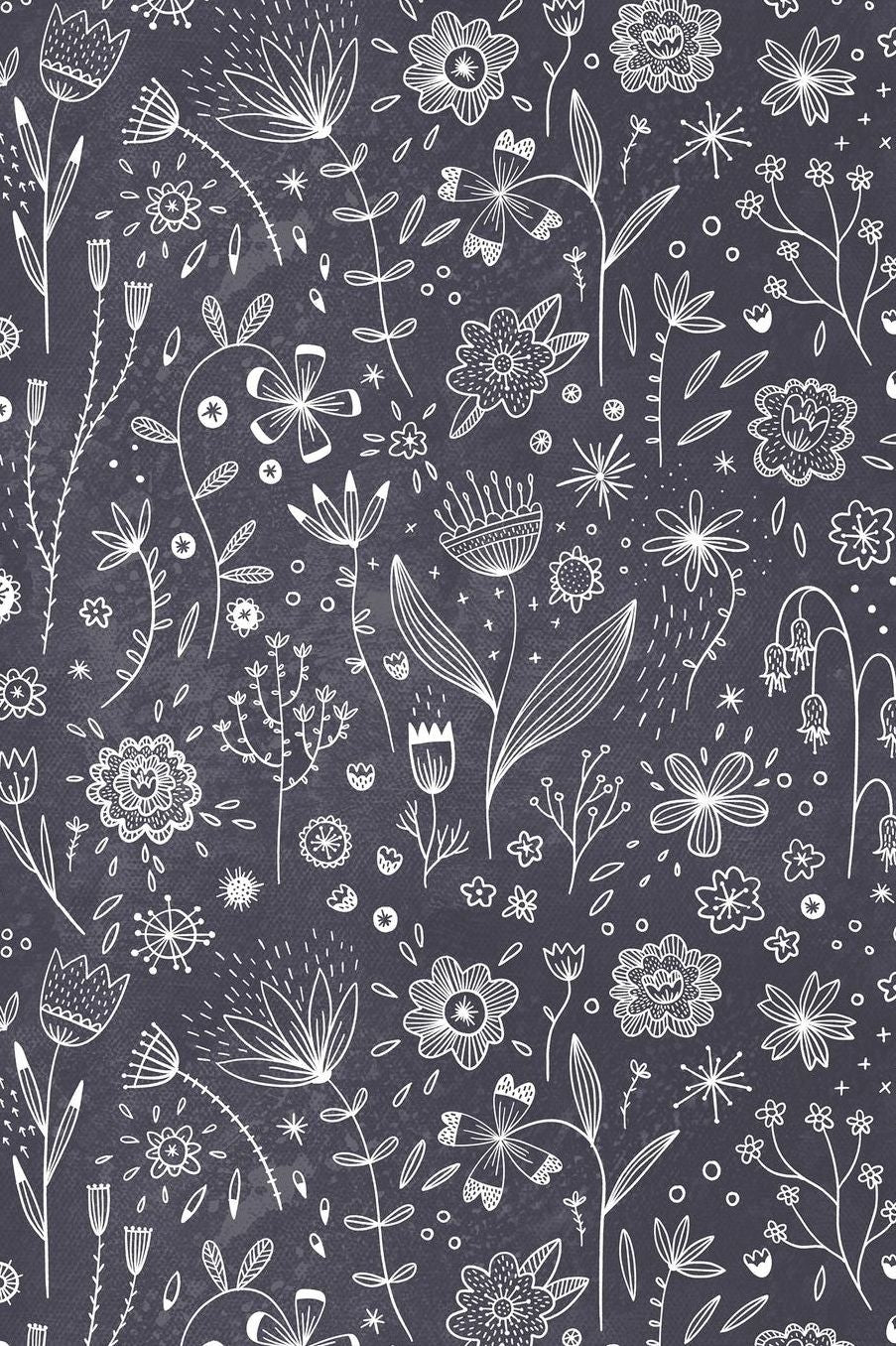 Notes: A Blank Lined Journal with Chalkboard Flower Drawing Cover Art