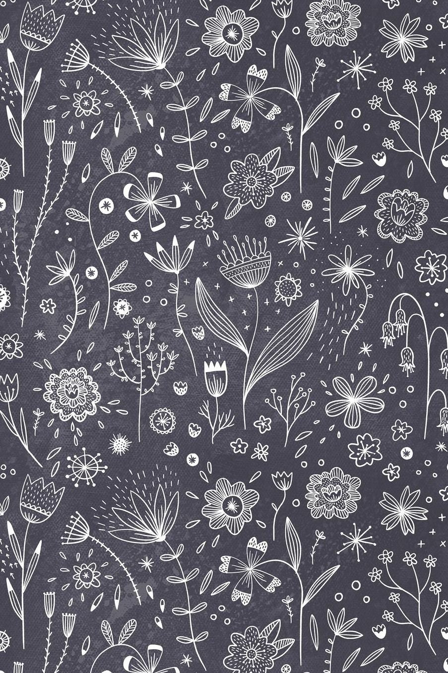 Notes: A Blank Dot Grid Notebook with Chalkboard Flower Drawing Cover Art