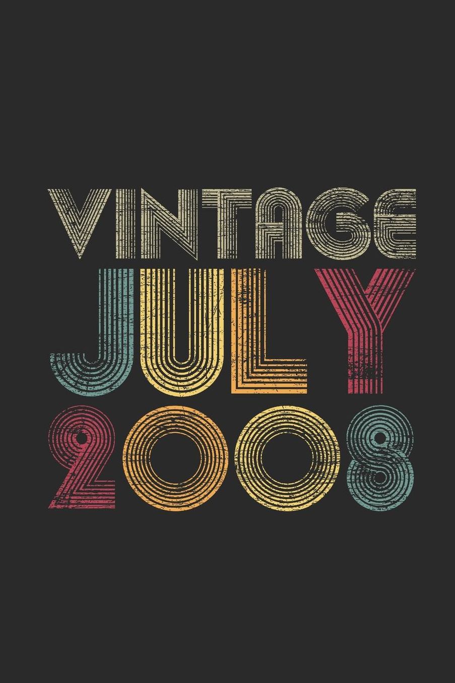 Vintage July 2008: Graph Paper Notebook / Journal (6 X 9 - 5 Squares per inch - 120 Pages) - July Birthday Gift Idea