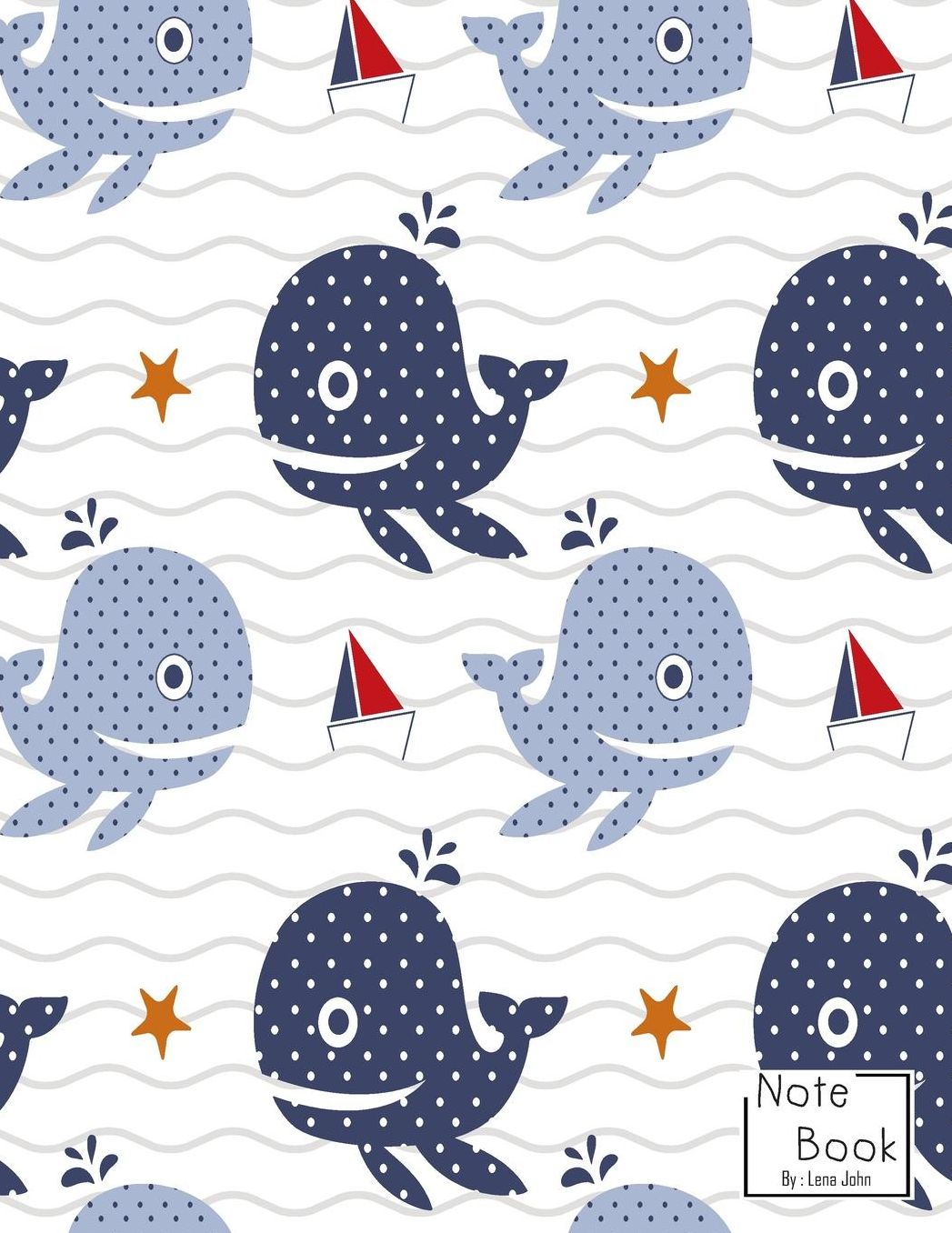 Notebook: Baby Bull Whale and Little Boat Notebook and Lined pages, Extra large (8.5 x 11) inches, 110 pages, White paper (Notebook for girls)