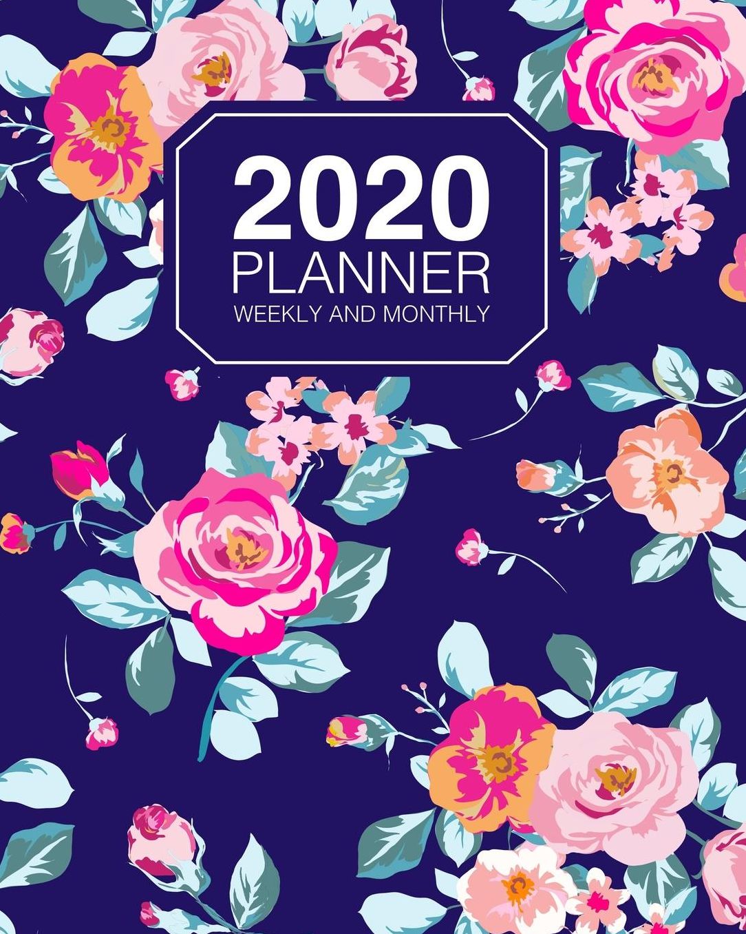 2020 Planner Weekly And Monthly: Pretty Vintage Roses On Navy Blue Jan 2020 to Dec 2020 Planner Organizer
