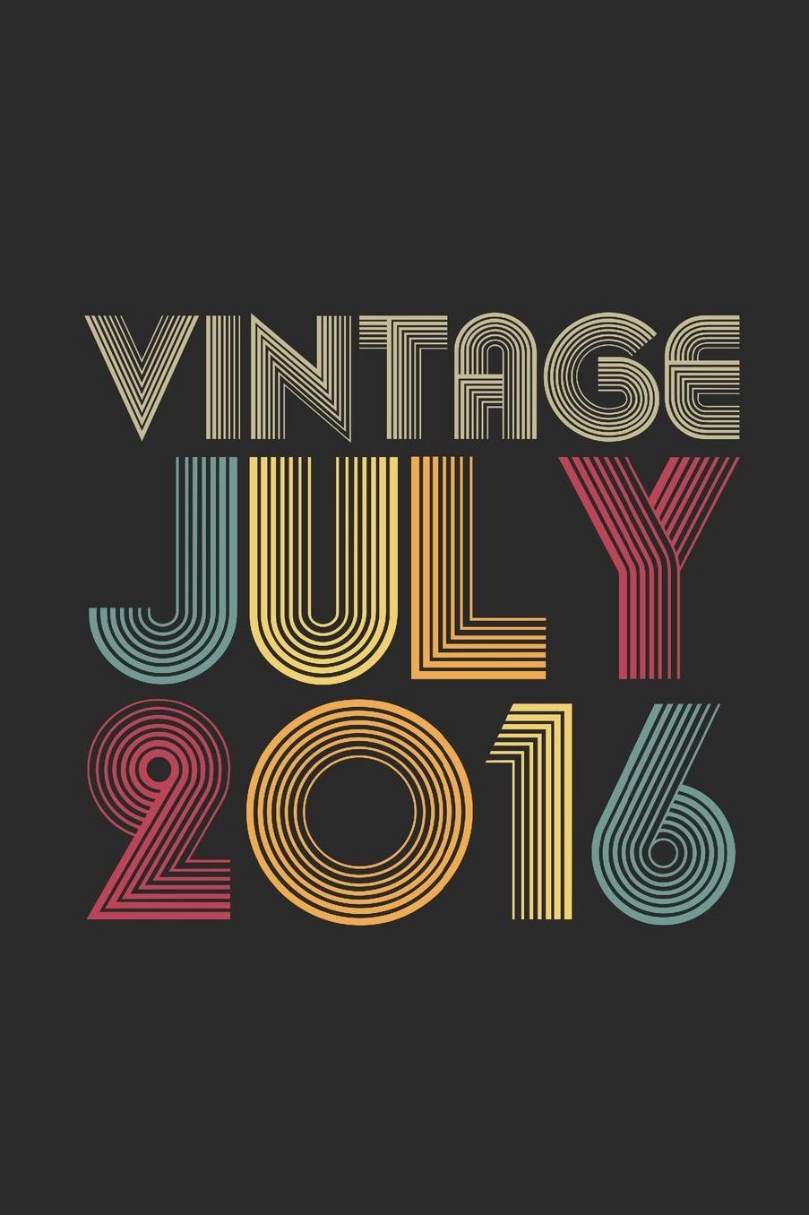 Vintage July 2016: Graph Ruled Notebook / Journal (6 X 9 - 5 X 5 Graph Ruled) - July Birthday Gift and July Anniversary Gift
