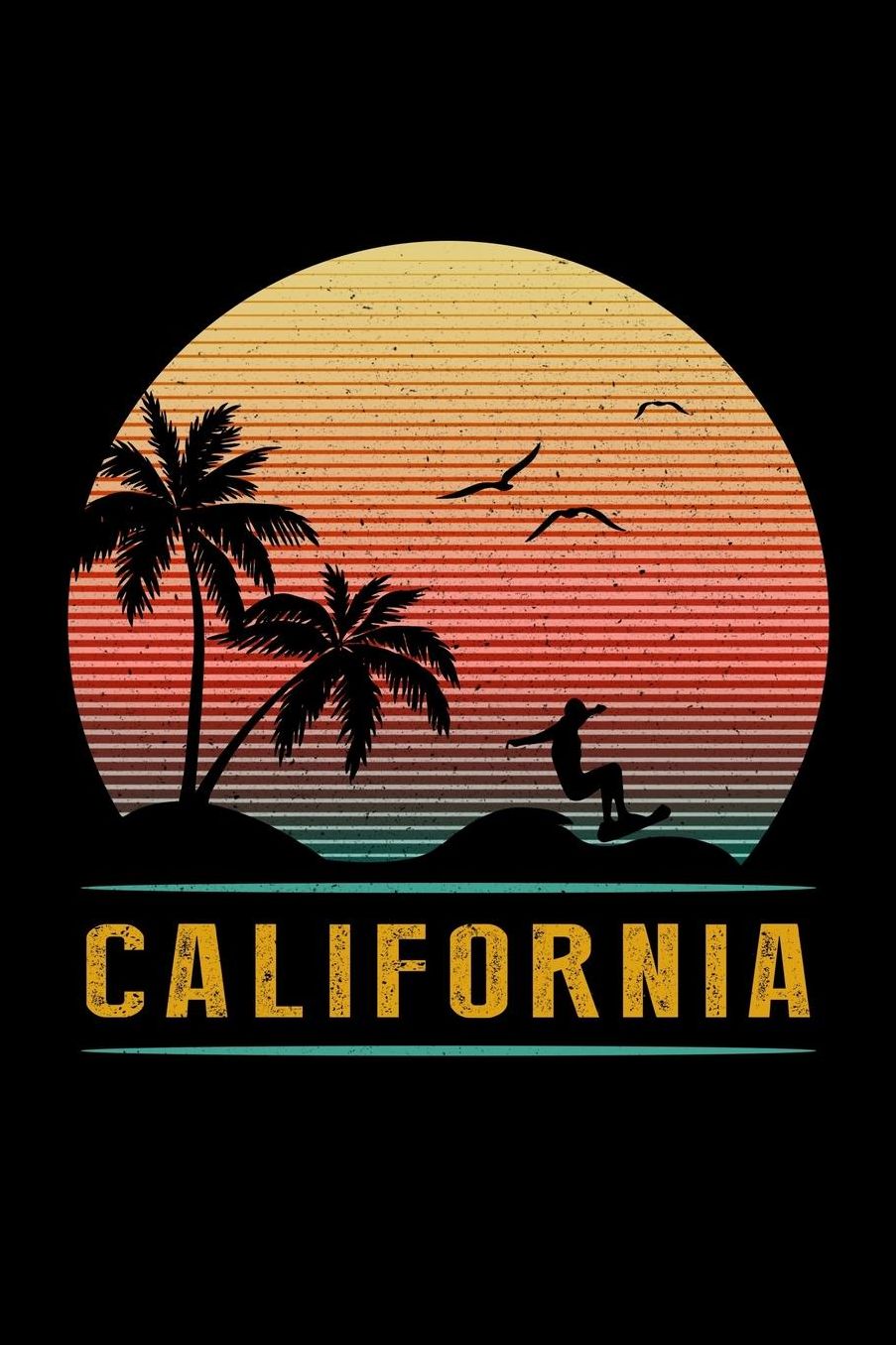 California: de colecciï¿½n retro 70s California soï¿½ador Soleado surfista encallar muchacho mucama LA Frï¿½o surf palmas cuaderno - 120 reinado asistentes agenda libreta de apuntes talonario revista Para reinterpretaciï¿½n a favor de labor centro de estu