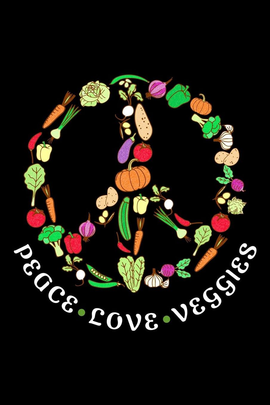 Peace Love Veggies: Gracioso Vegetariano vegano verduras labor Basado nutricional pista salud verduras cuaderno - 120 Vacï¿½o renglones empapelar agenda libreta de apuntes talonario revista Para reinterpretaciï¿½n Para El Trabajo, Escuela, Maestra, estudi