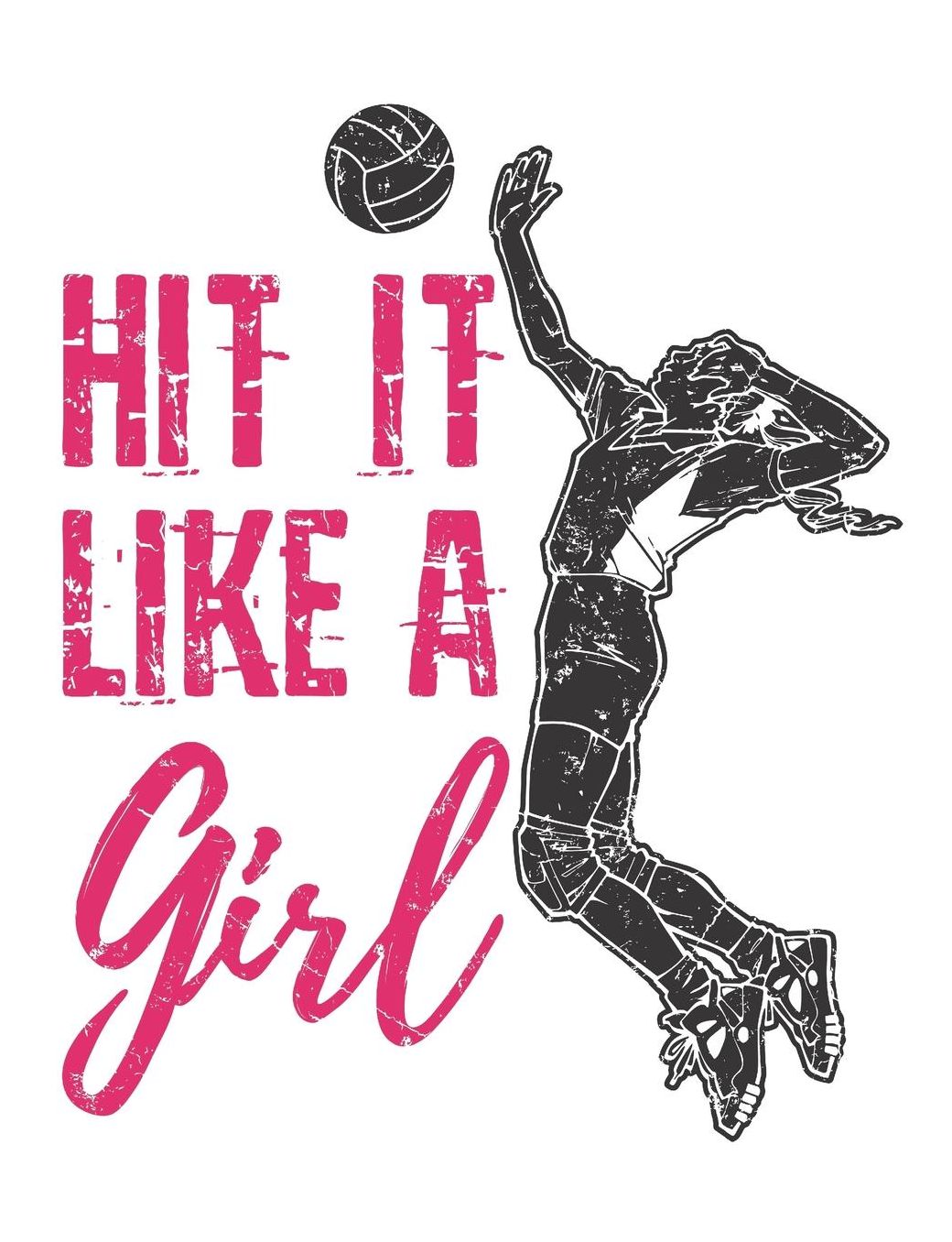 Hit It Like A Girl: Volleyball Notebook, Blank Paperback Composition Book For Volleyball Player To Write In, 150 Pages, college ruled