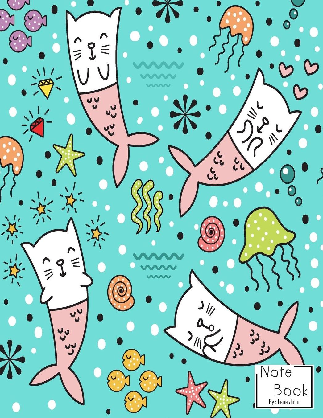 Notebook: Meowmaid Cute Cat Wanna be Mermaid Notebook and Lined pages, Extra large (8.5 x 11) inches, 110 pages, White paper (Notebook for Kids)