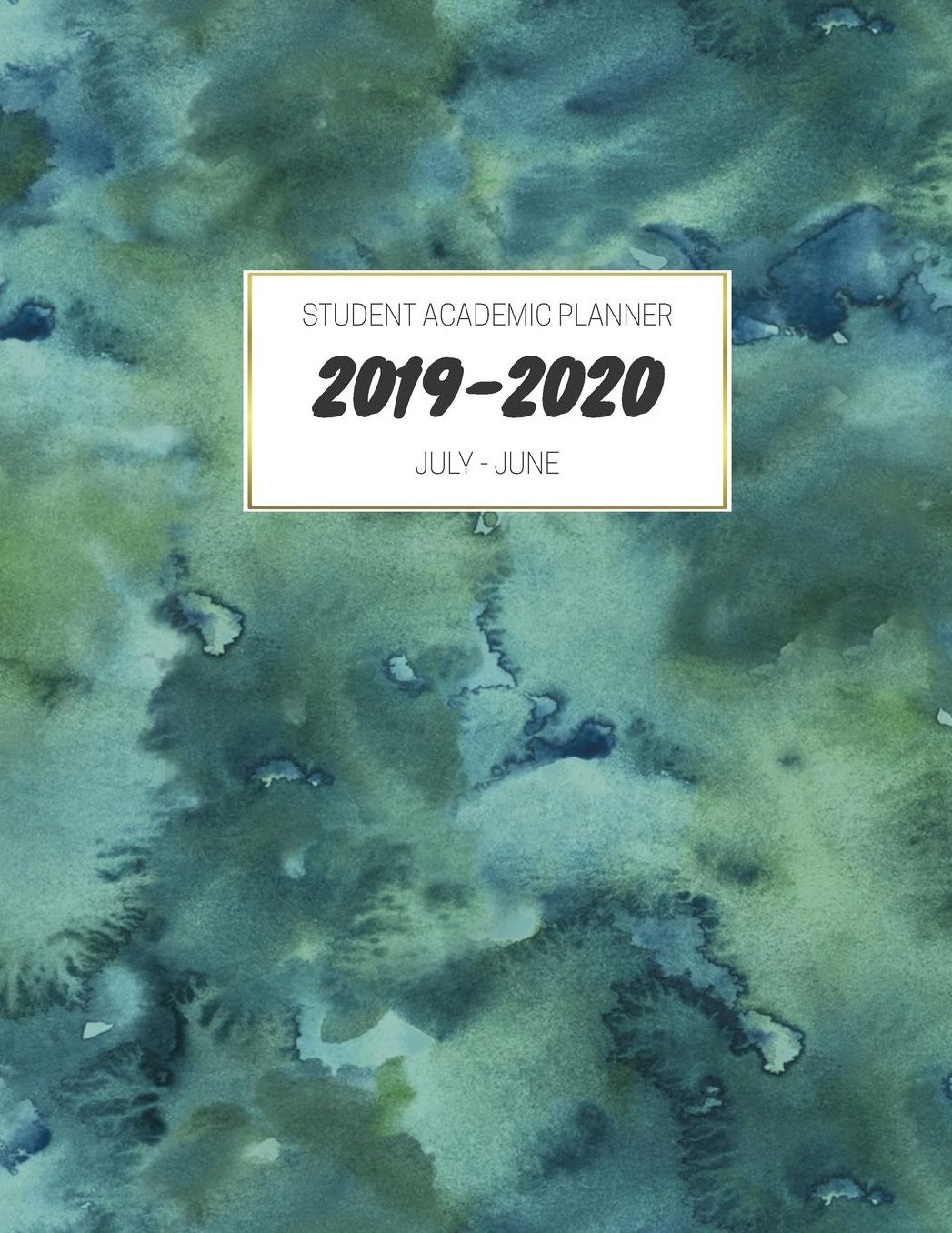 2019-2020 Student Academic Planner: July-June Mid Year Calendar Organizer Diary with To-Do List, Notes, Class Schedule Olive Green Blue Watercolor