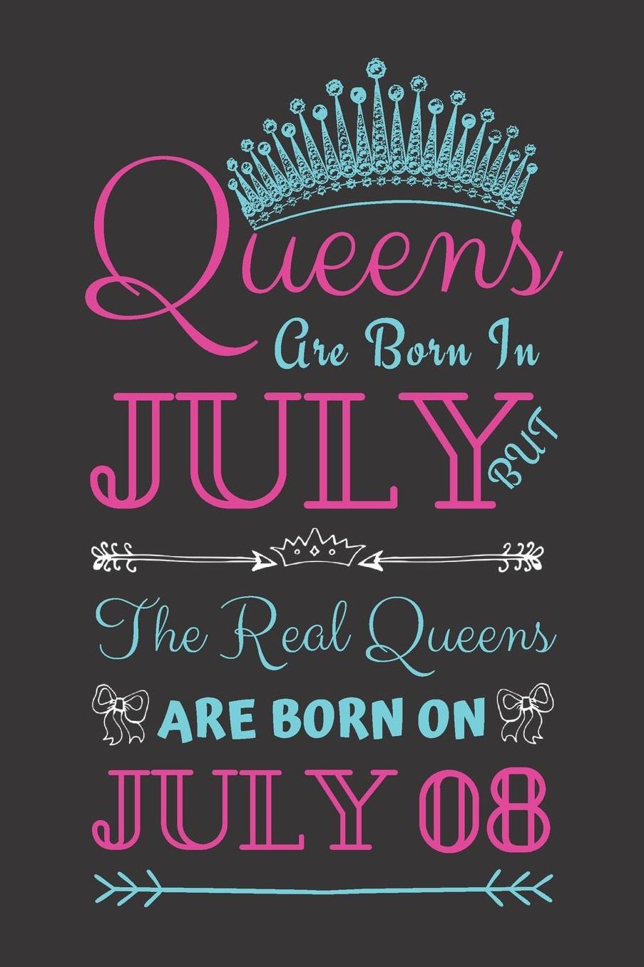 Queens Are Born In July But The Real Queens Are Born On July 08: Journal Birthday present, Funny Gift for Your Best Friend - beautifully lined pages Notebook (B-day Month for her)