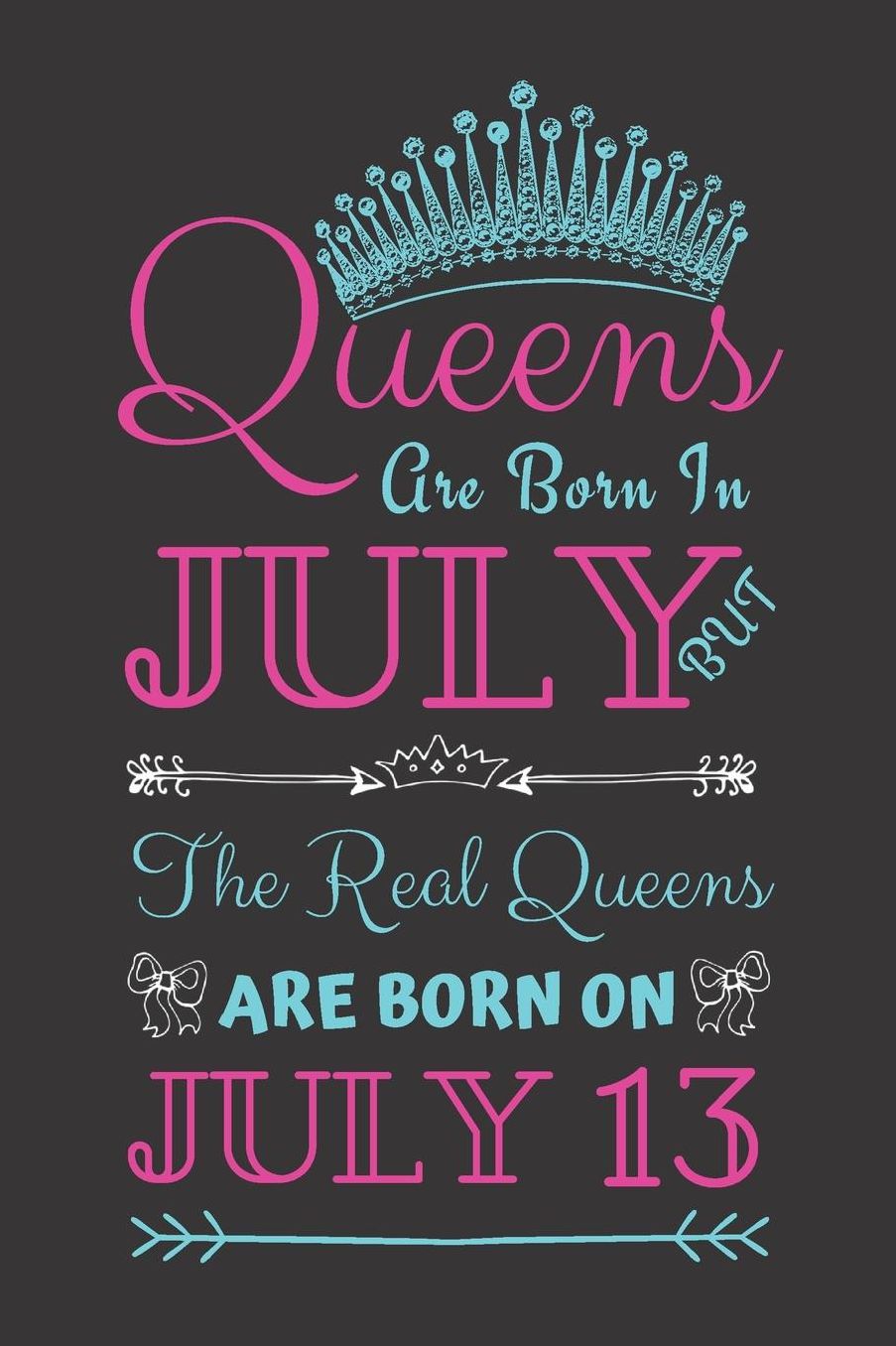 Queens Are Born In July But The Real Queens Are Born On July 13: Journal Birthday present, Funny Gift for Your Best Friend - beautifully lined pages Notebook (B-day Month for her)