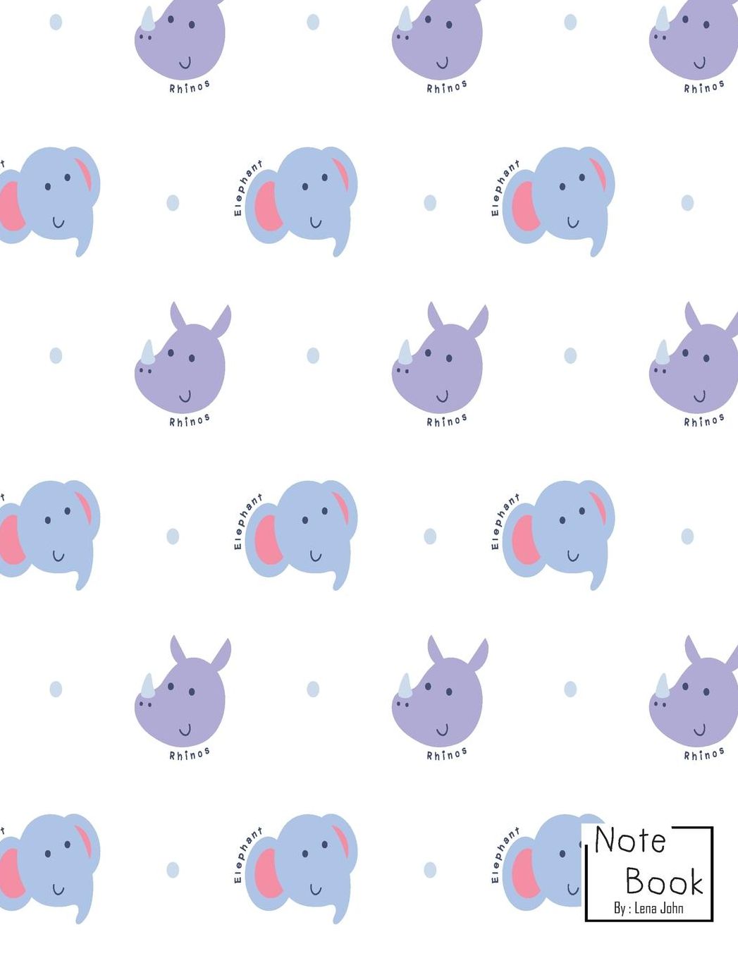 Notebook: Baby Elephant and Rhino Face Notebook and Lined pages, Extra large (8.5 x 11) inches, 110 pages, White paper (Notebook for kids)