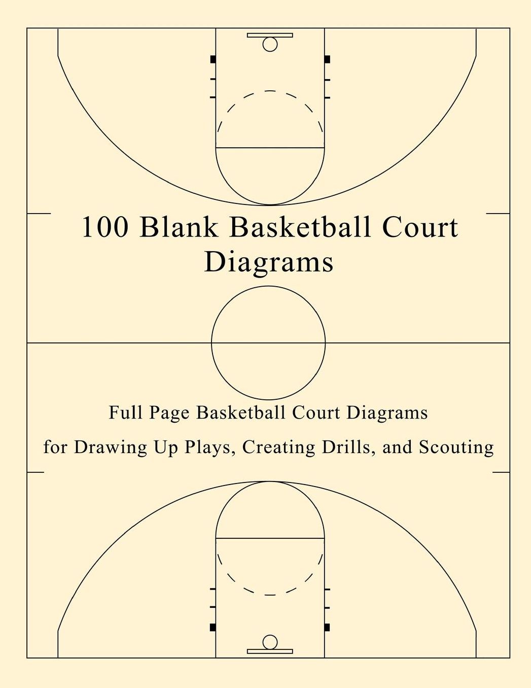 100 Blank Basketball Court Diagrams: Full Page Basketball Court Diagrams for Drawing Up Plays, Creating Drills, and Scouting