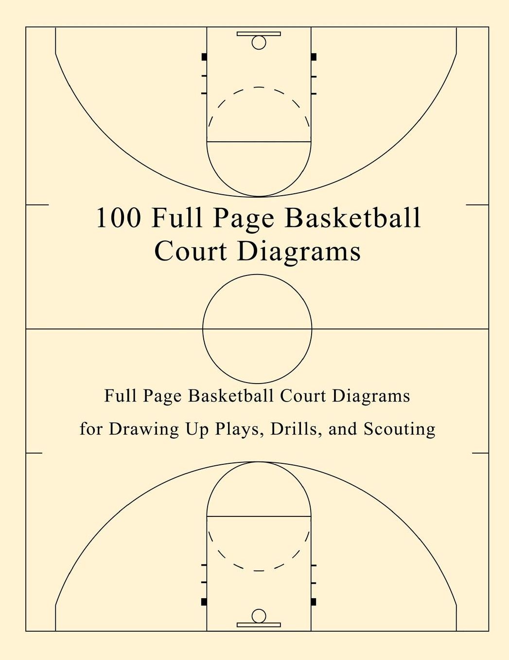 100 Full Page Basketball Court Diagrams: Full Page Basketball Court Diagrams for Drawing Up Plays, Drills, and Scouting