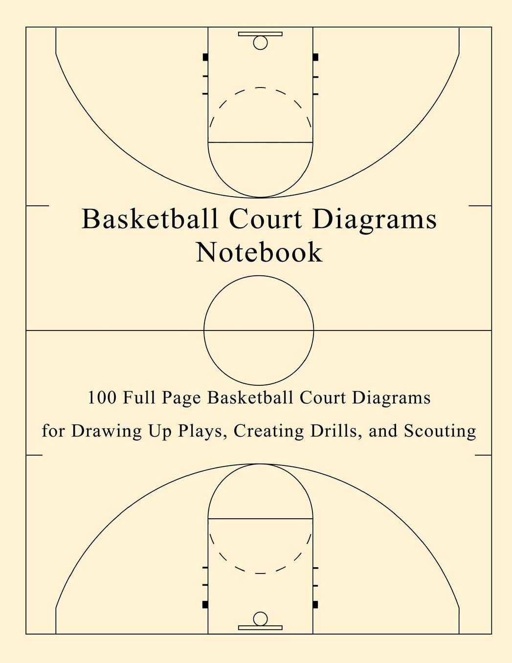 Basketball Court Diagrams Notebook: 100 Full Page Basketball Court Diagrams for Drawing Up Plays, Creating Drills, and Scouting
