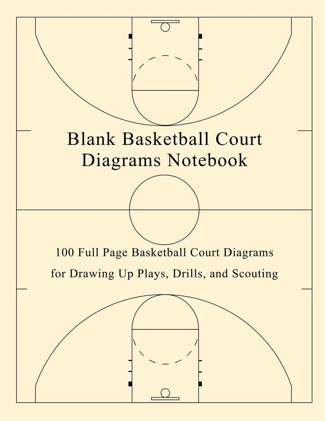 Blank Basketball Court Diagrams Notebook: 100 Full Page Basketball Court Diagrams for Drawing Up Plays, Drills, and Scouting