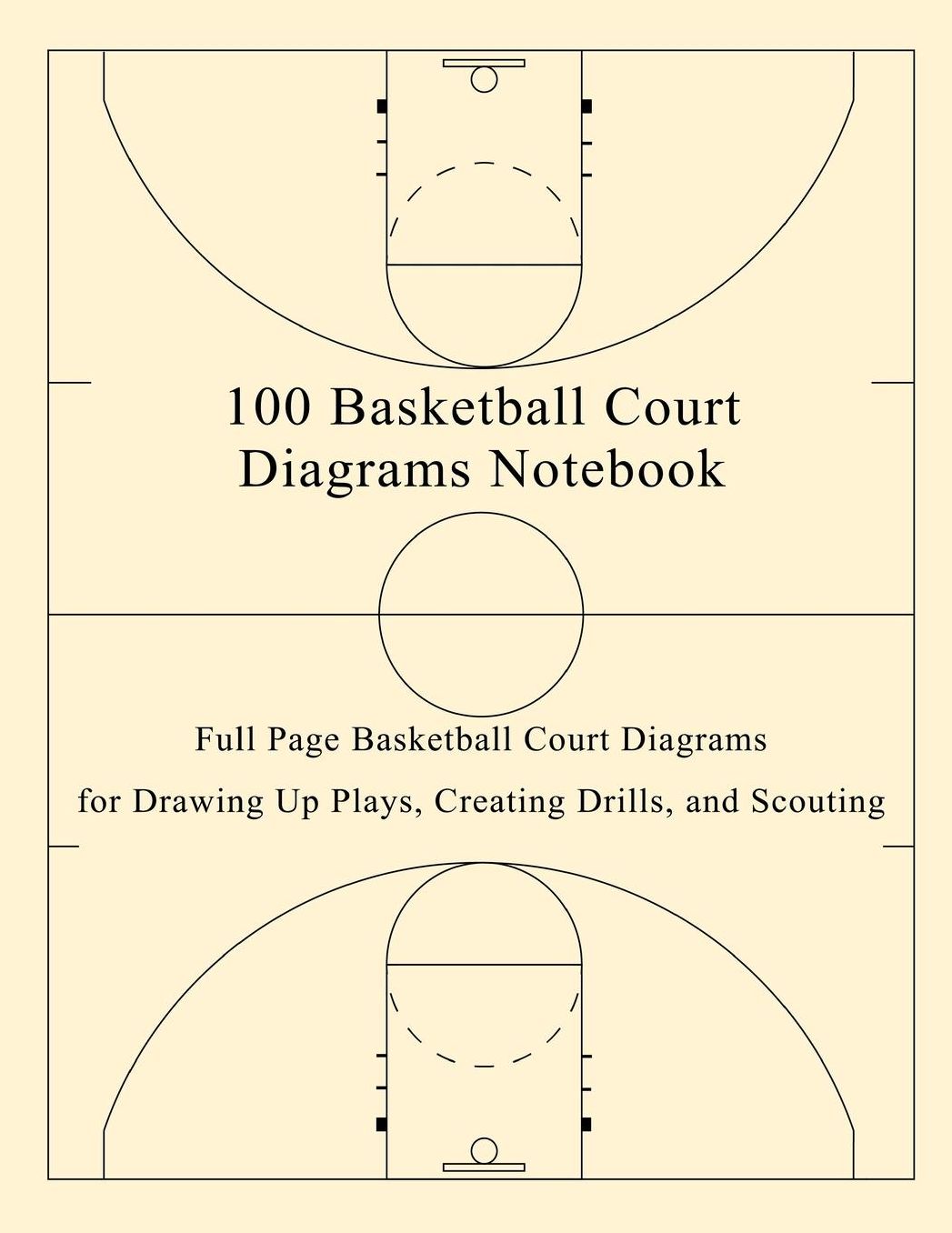 100 Basketball Court Diagrams Notebook: Full Page Basketball Court Diagrams for Drawing Up Plays, Creating Drills, and Scouting