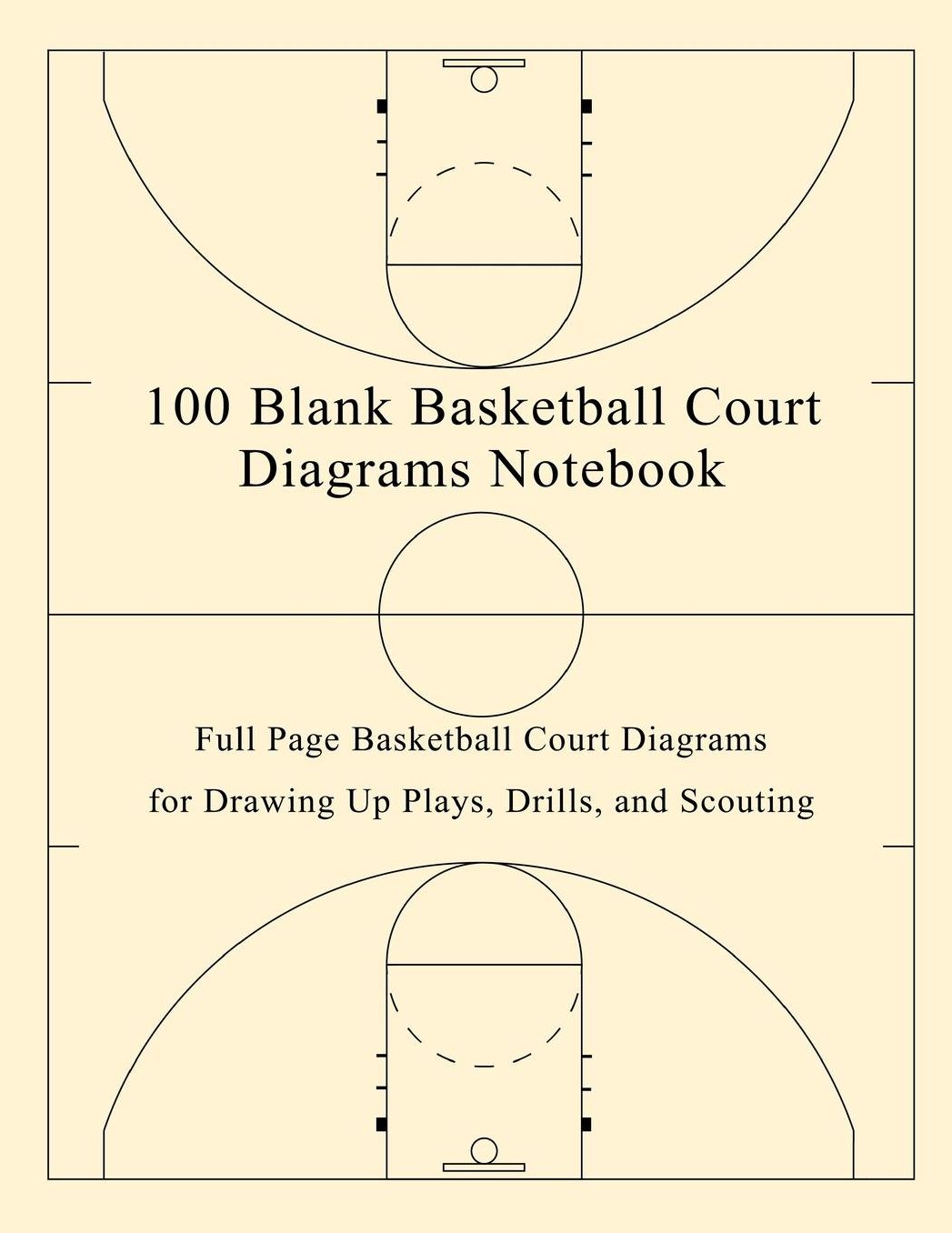 100 Blank Basketball Court Diagrams Notebook: Full Page Basketball Court Diagrams for Drawing Up Plays, Drills, and Scouting
