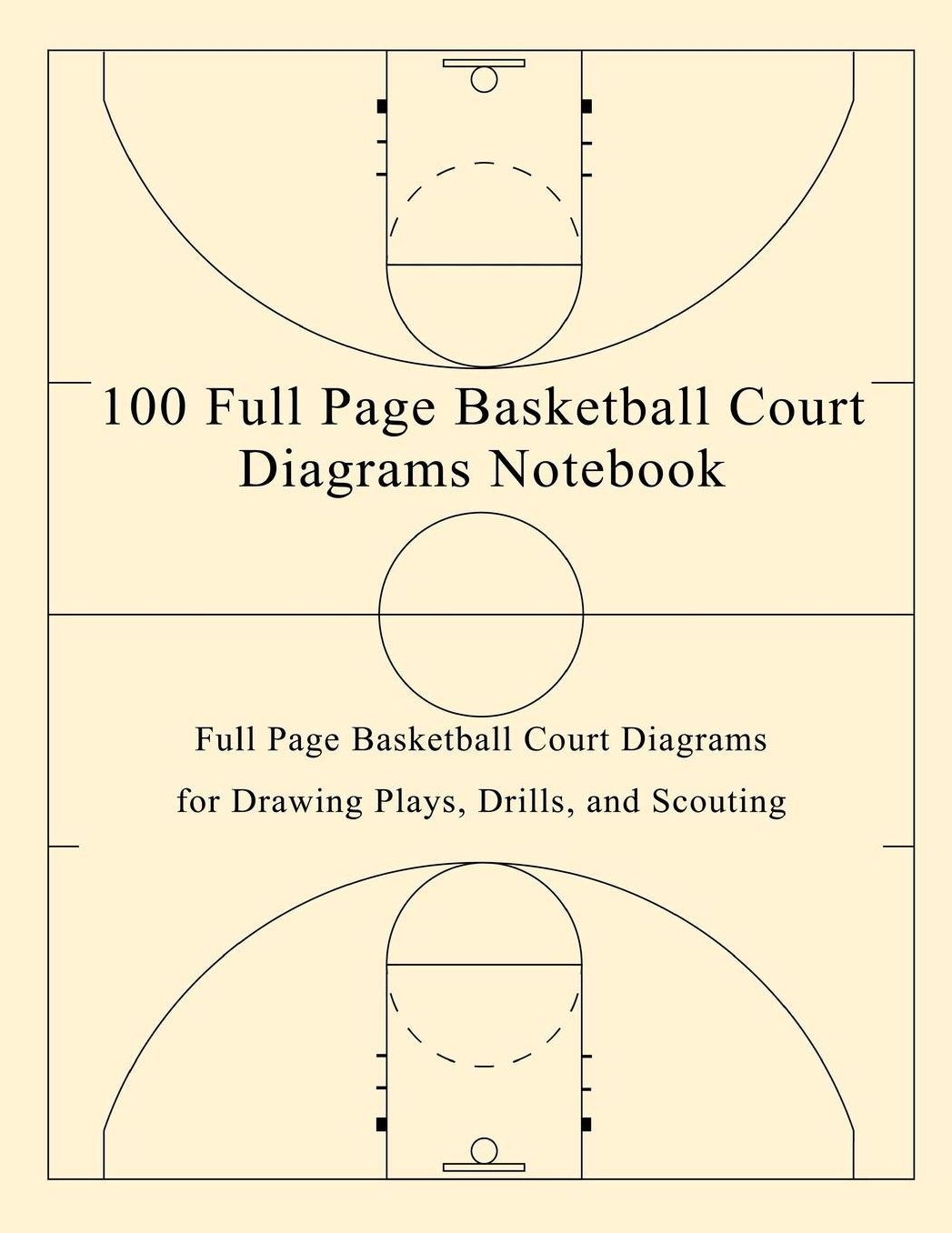 100 Full Page Basketball Court Diagrams Notebook: Full Page Basketball Court Diagrams for Drawing Plays, Drills, and Scouting