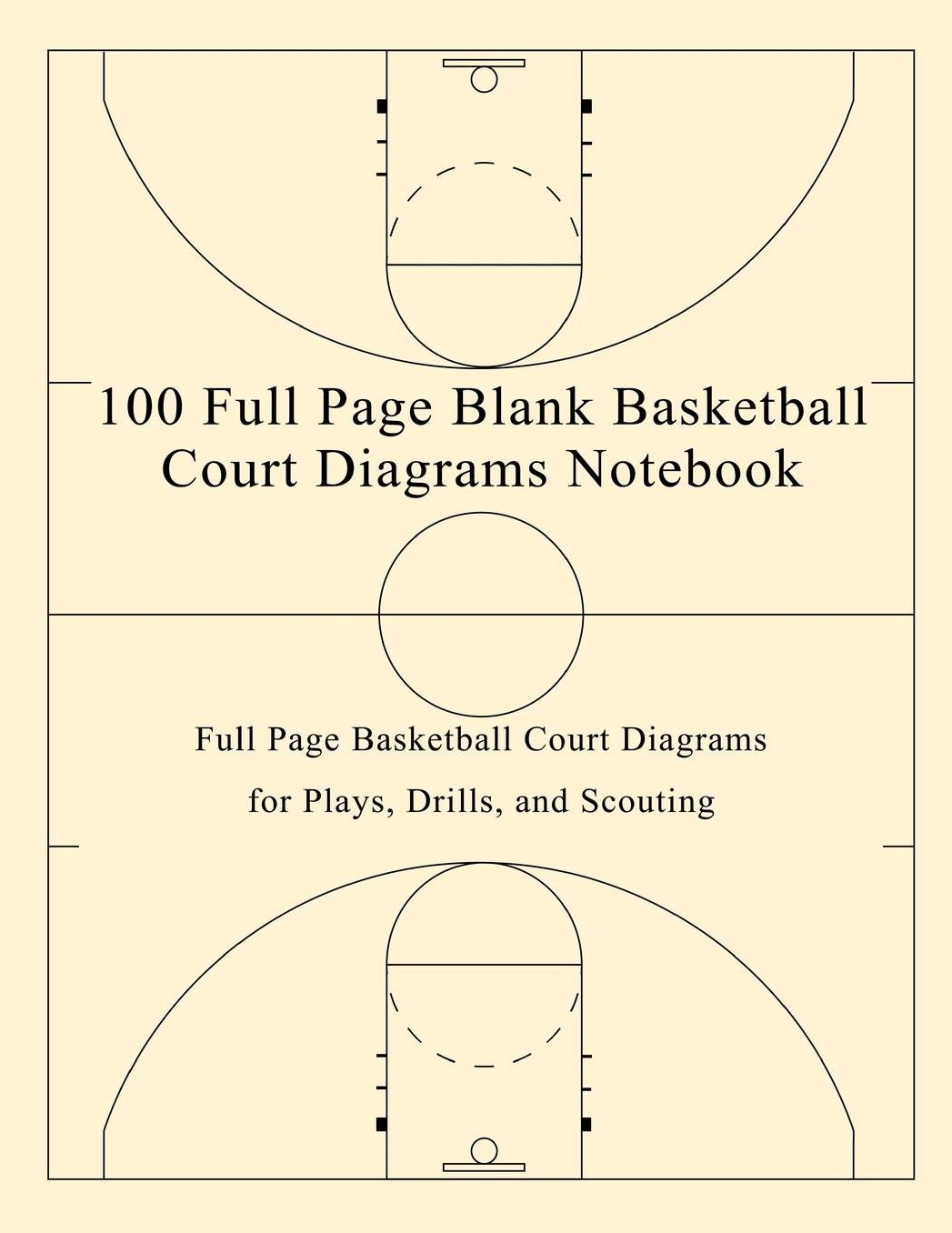 100 Full Page Blank Basketball Court Diagrams Notebook: Full Page Basketball Court Diagrams for Plays, Drills, and Scouting