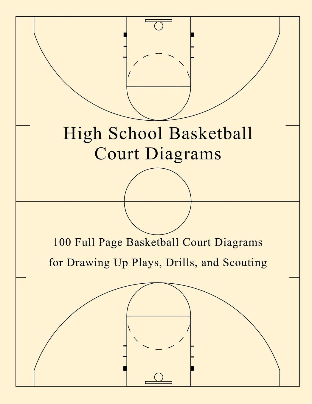 High School Basketball Court Diagrams: 100 Full Page Basketball Court Diagrams for Drawing Up Plays, Drills, and Scouting
