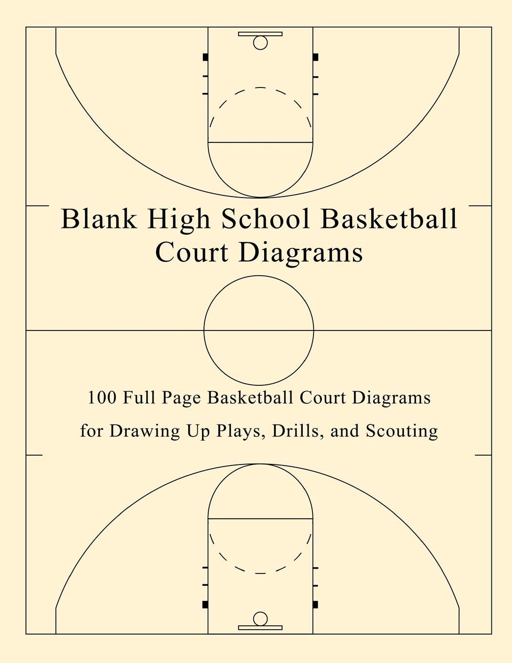 Blank High School Basketball Court Diagrams: 100 Full Page Basketball Court Diagrams for Drawing Up Plays, Drills, and Scouting