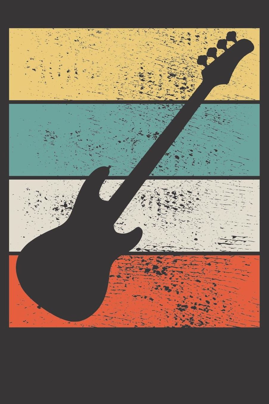 Bass Guitar Gift Notebook: Bass Guitar Player Vintage Retro Rock Metal Band 6x9 Dot Grid Dotted 120 Pages School College Notebook