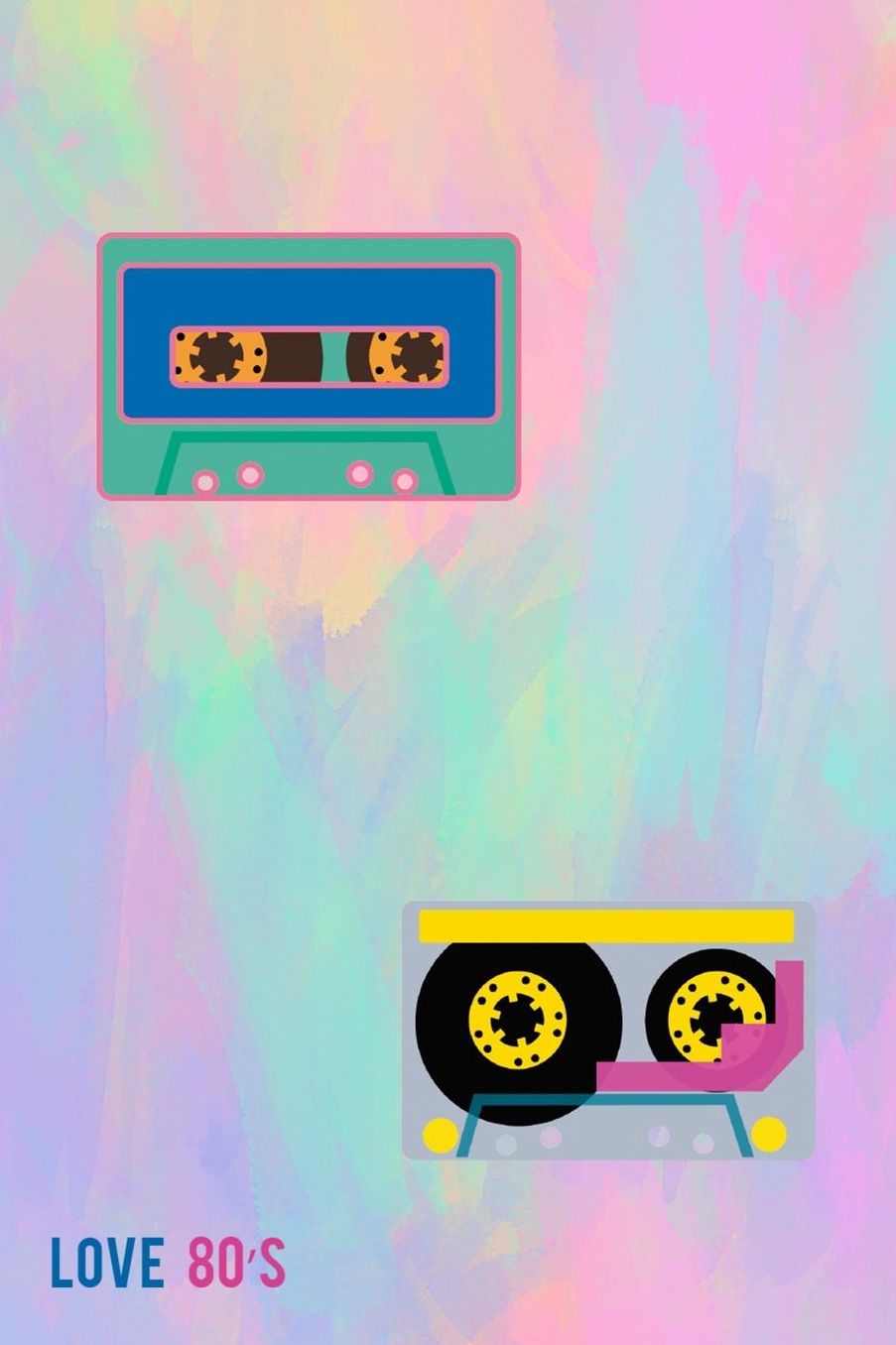 Love 80s: Blank Lined Notebook (80's ) Pastel