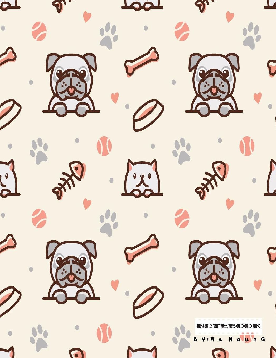 Notebook: Baby Pug and Cat Hungry Notebook and Lined pages, Extra large (8.5 x 11) inches, 110 pages, White paper (Notebook for Kids)