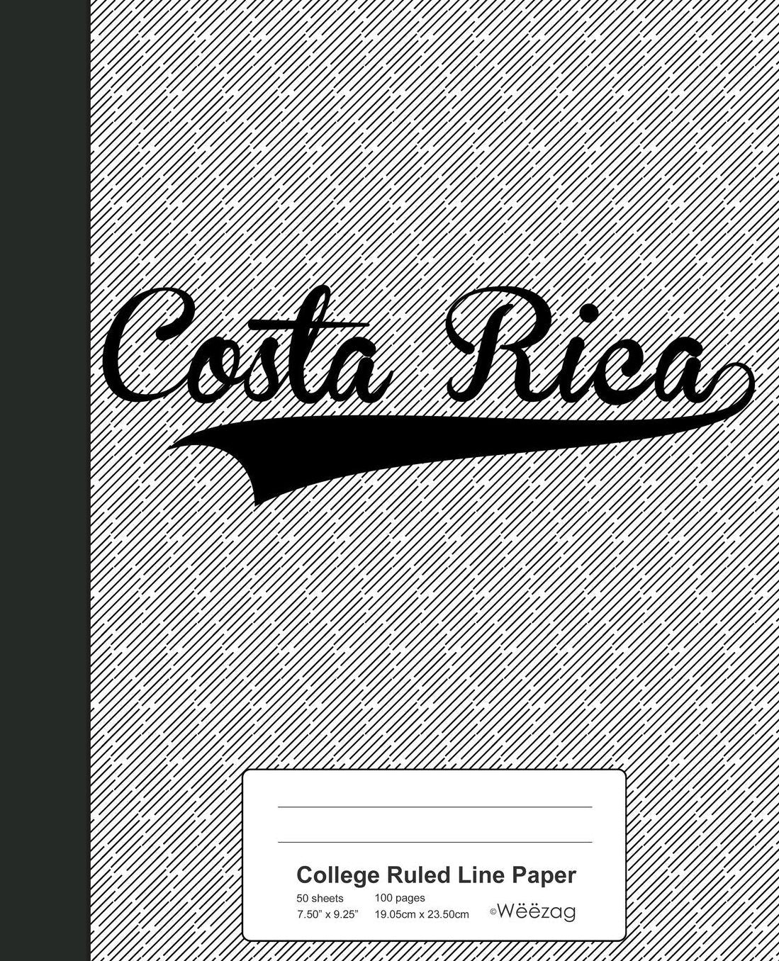 College Ruled Line Paper: COSTA RICA Notebook